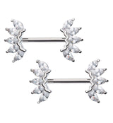 Half Crown Clear CZ Stainless Steel Nipple Barbell