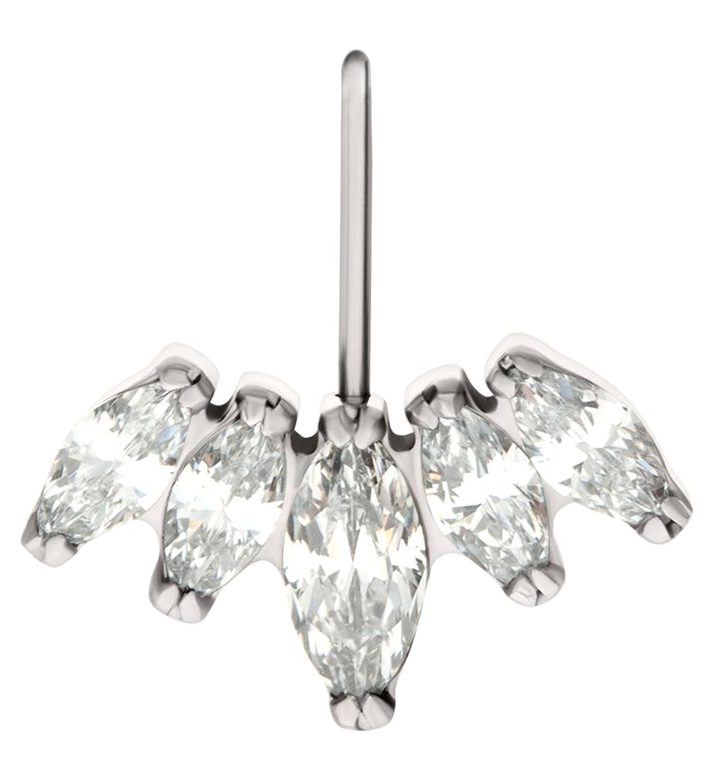 Half Crown Clear CZ Vertical Titanium Threadless Top