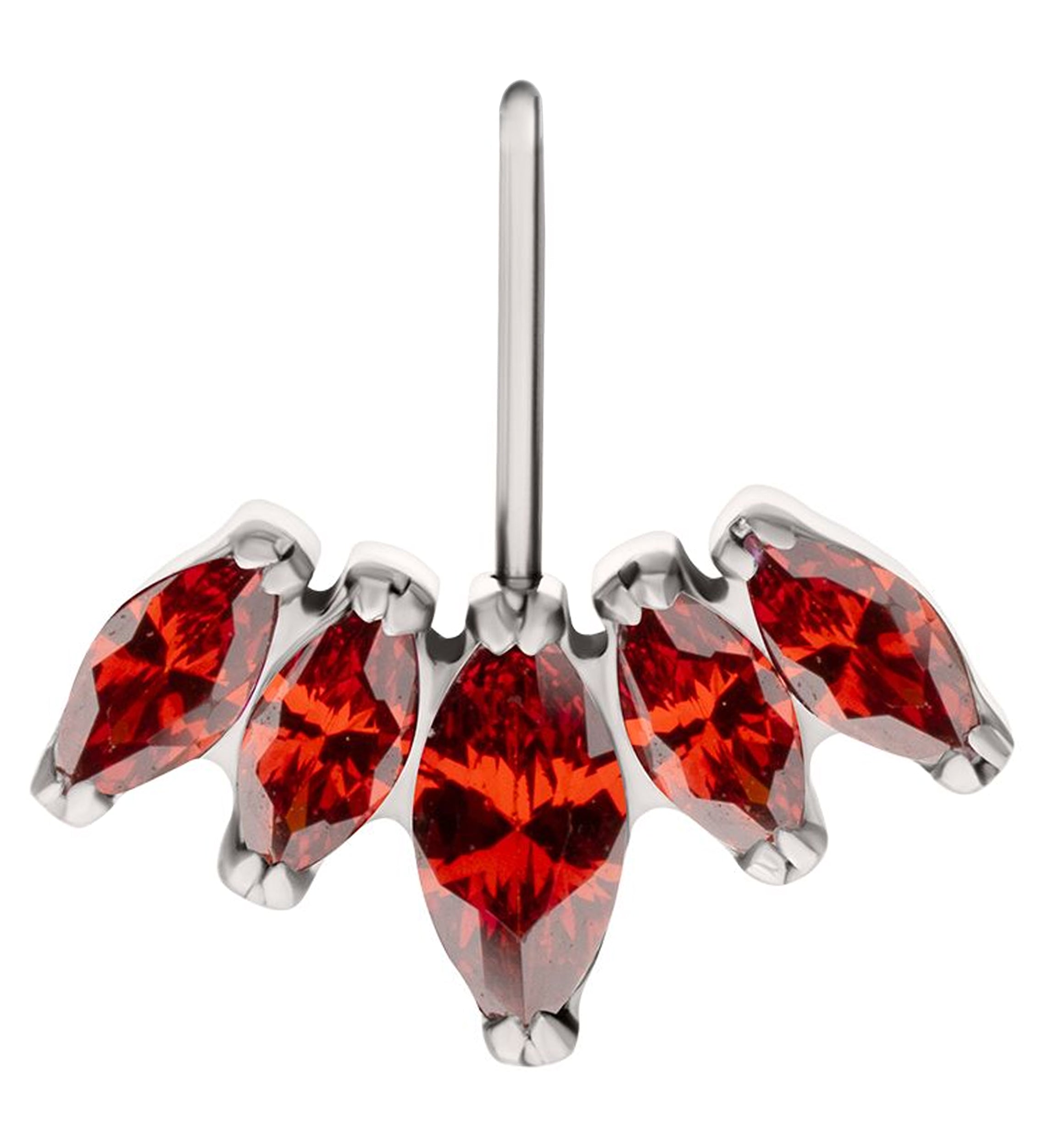 Half Crown Red CZ Vertical Titanium Threadless Top