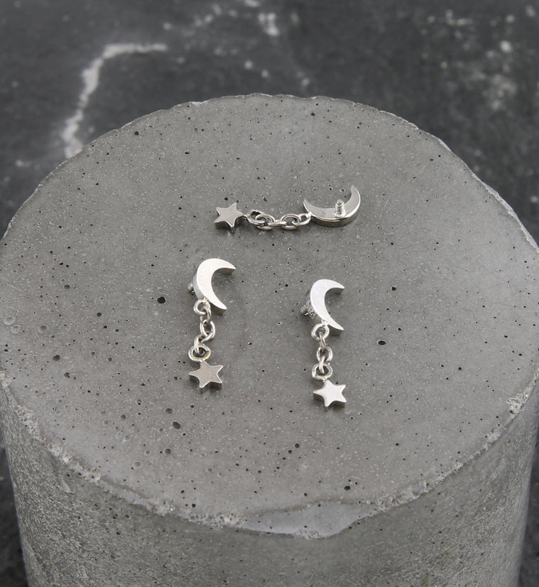 Half Moon Dangle Chain Star Internally Threaded Titanium Top