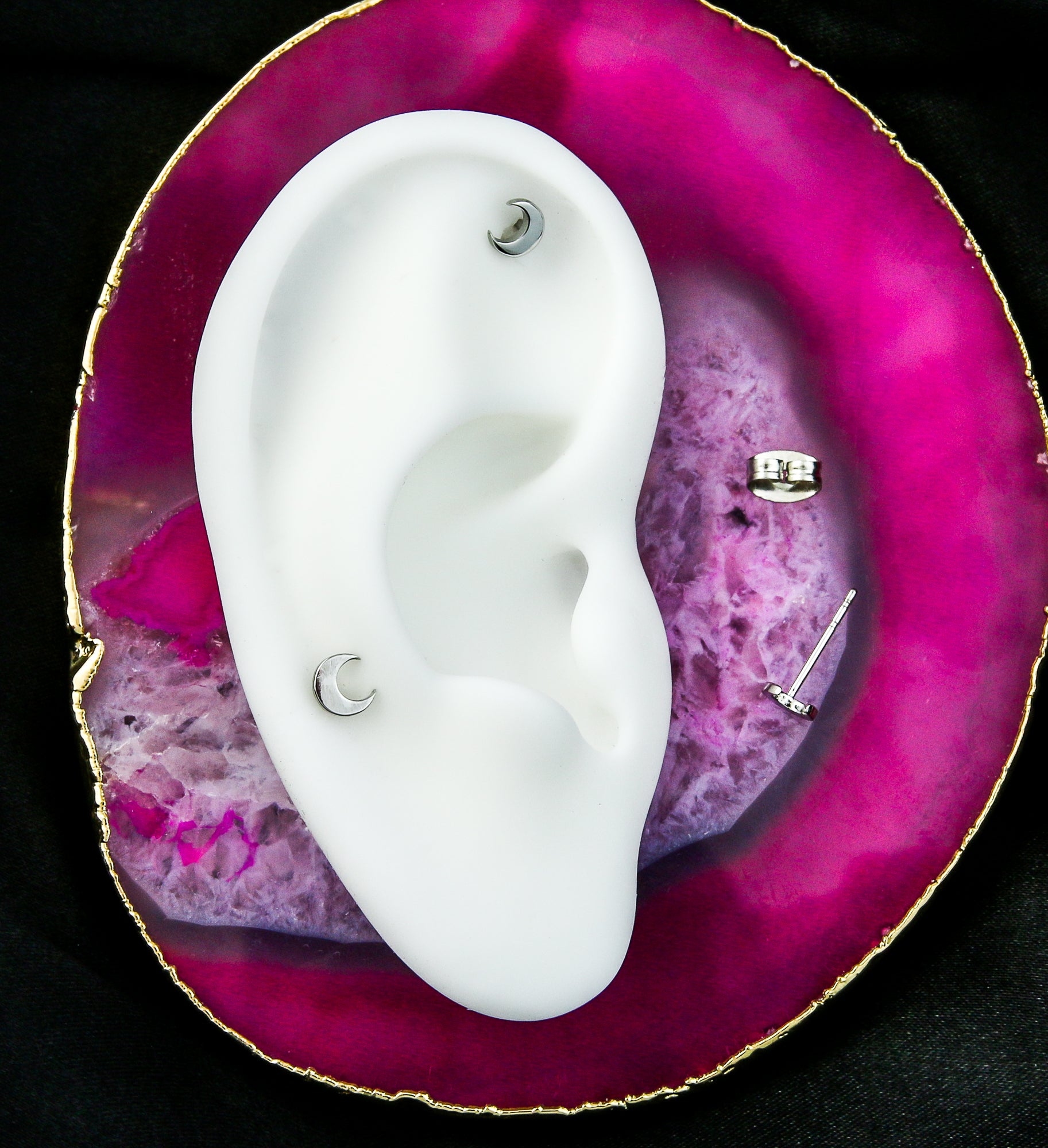 Half Moon Stainless Steel Stud Earrings