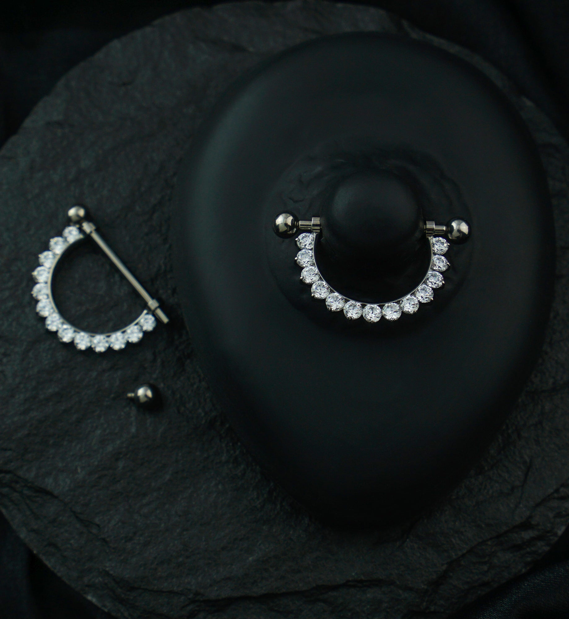 Halo Clear CZ Internally Threaded Titanium Nipple Barbells