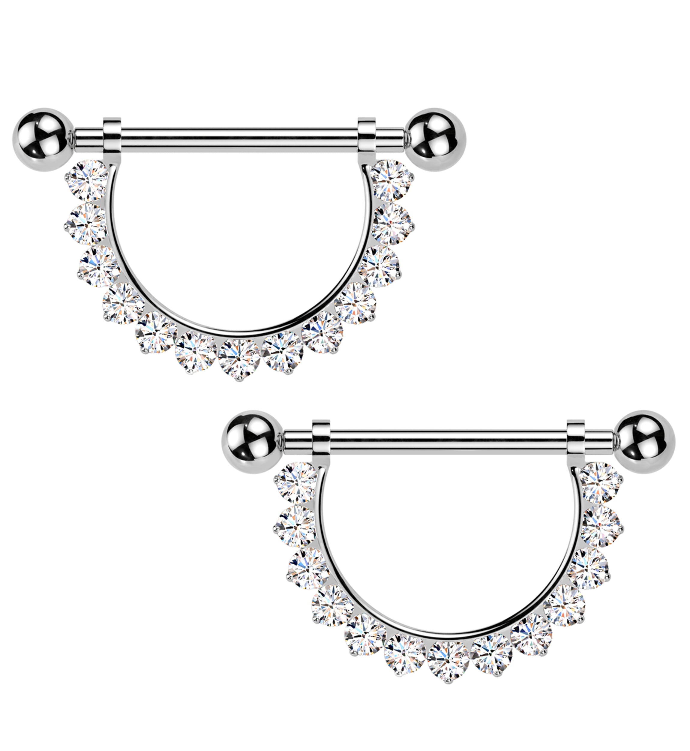 Halo Clear CZ Internally Threaded Titanium Nipple Barbells