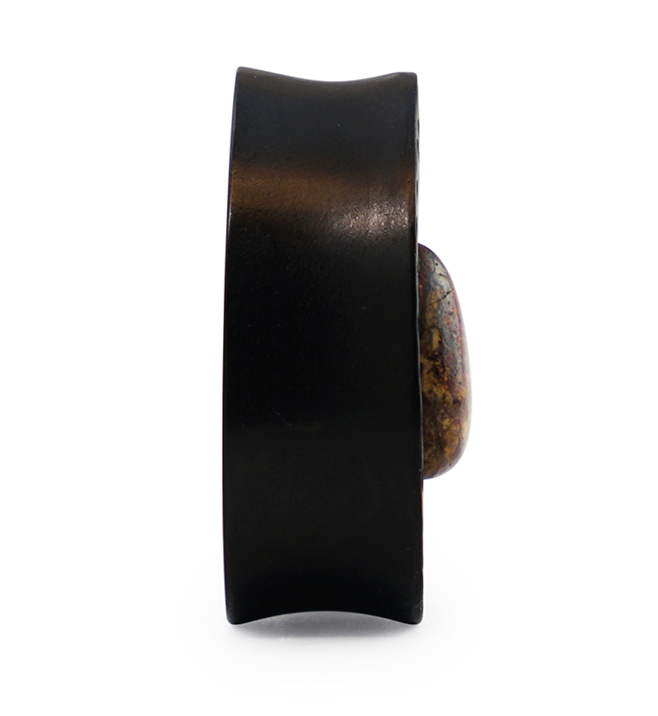 Hammered Areng Wood Teardrop Plugs with Teardrop Pietersite Stone Inlay