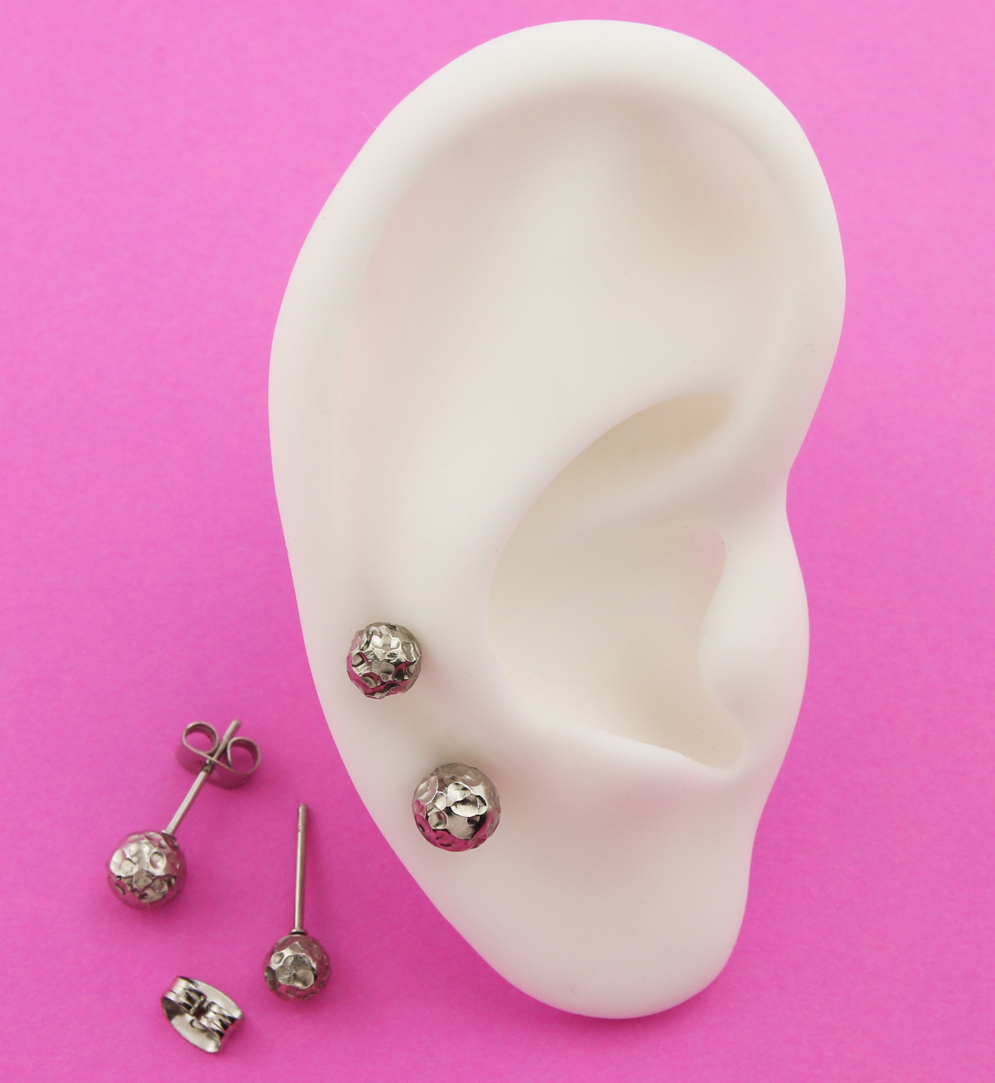 Hammered Ball Stainless Steel Stud Earrings