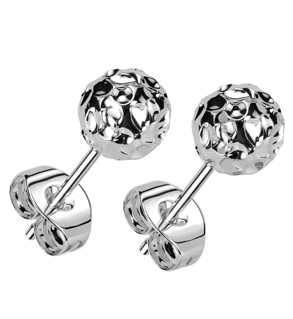 Hammered Ball Stainless Steel Stud Earrings