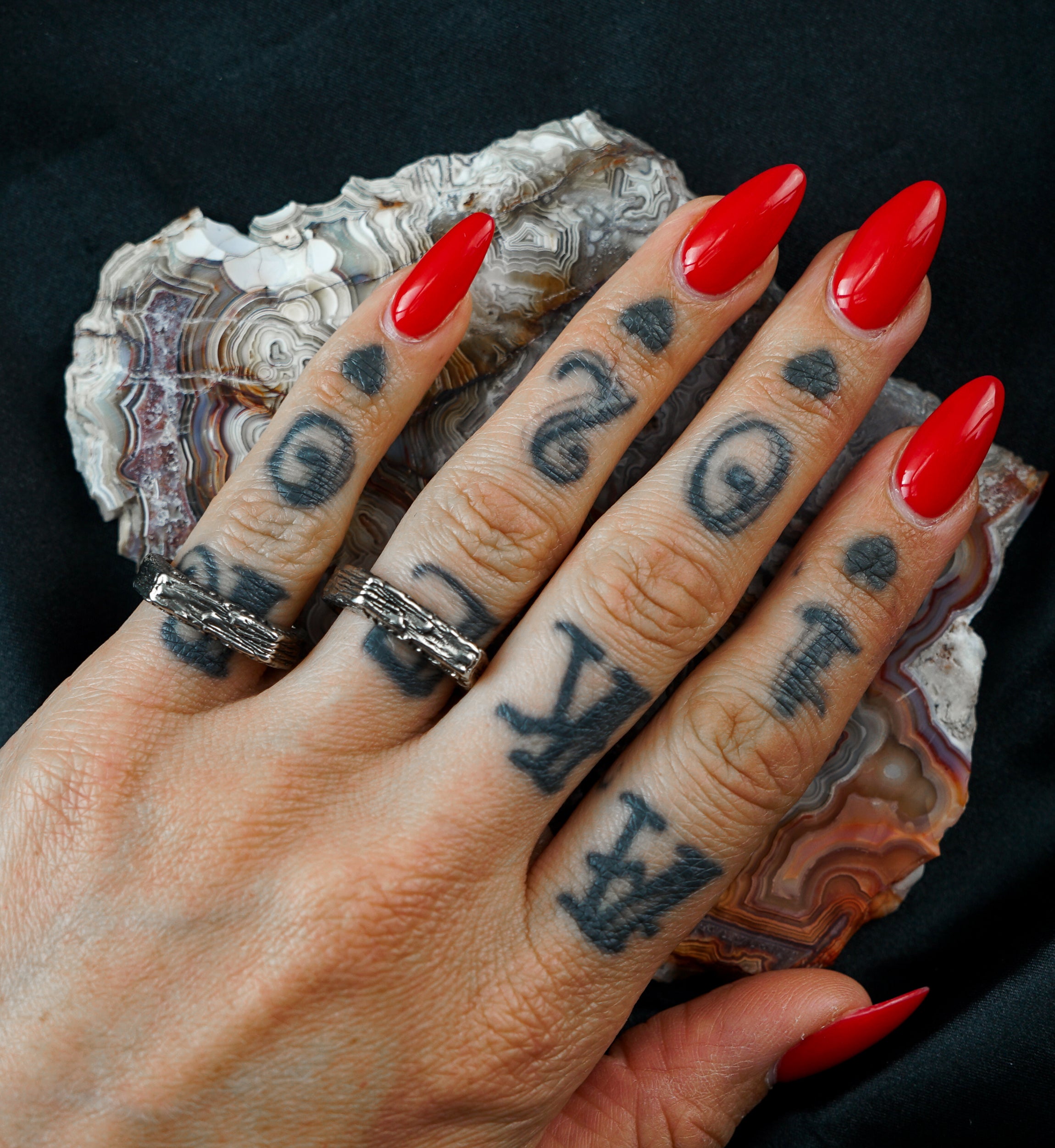 Hammered Block White Brass Ring