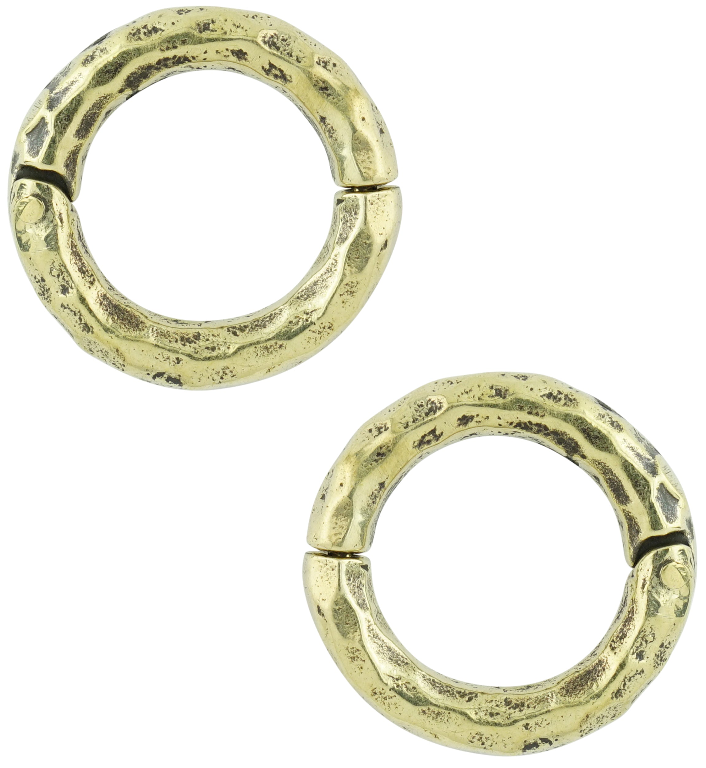 Hammered Brass Hinged Stretched Ear Cuffs