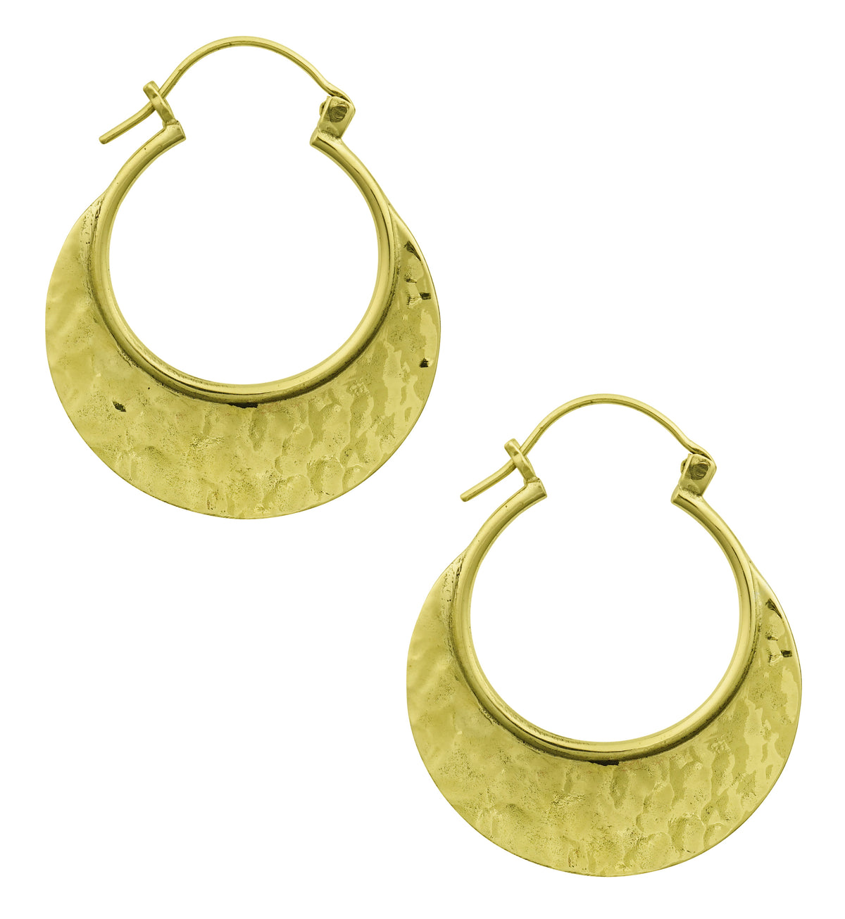 Hammered Eclipse Brass Plug Hoops by Urban Body Jewelry