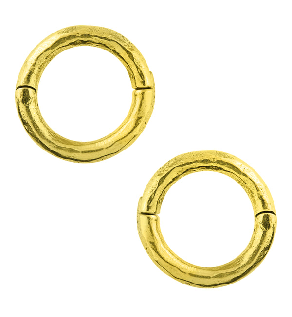 Hammered Hoop Brass Hinged Ear Weights