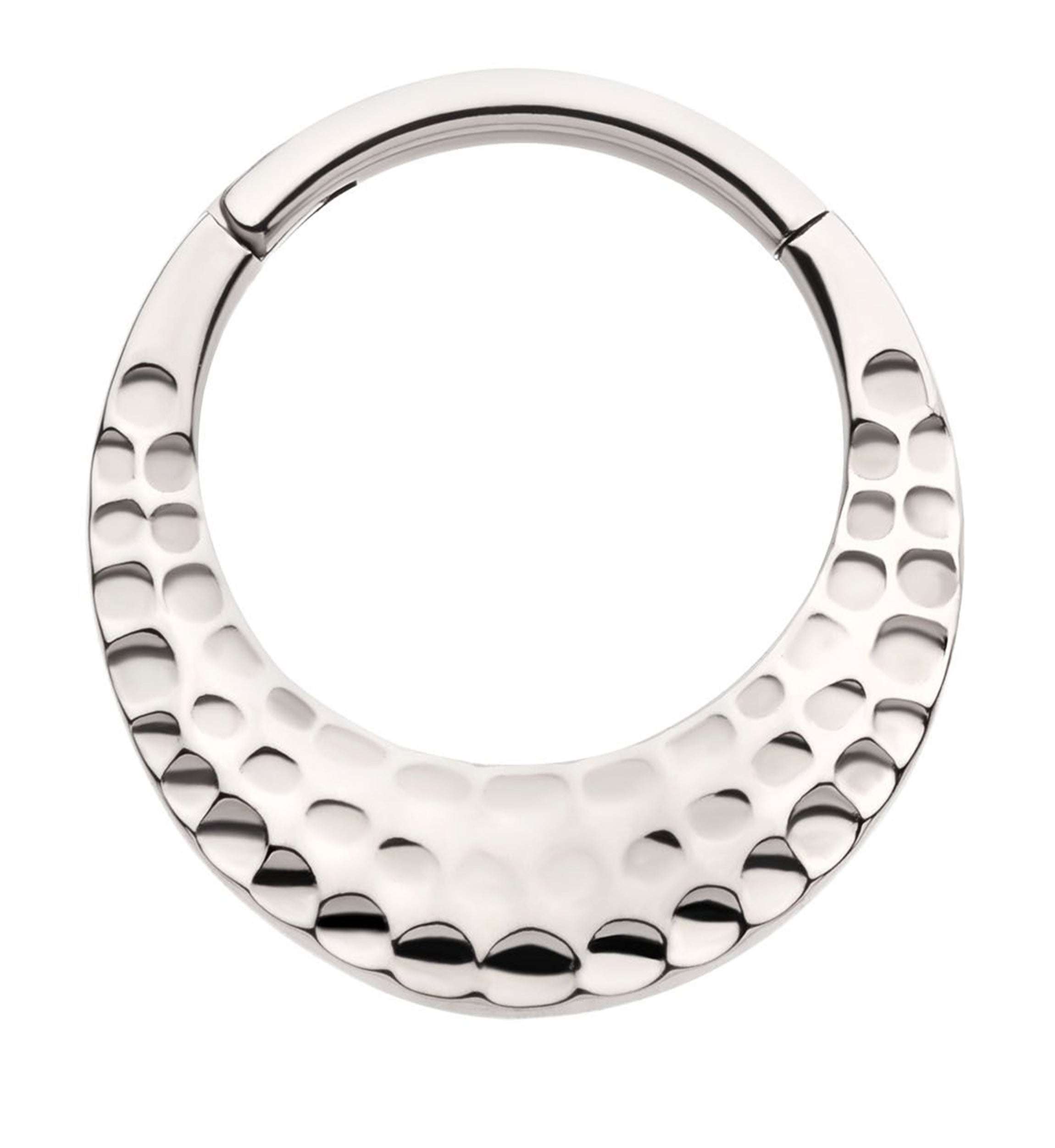 Hammered Hoop Titanium Hinged Segment Ring
