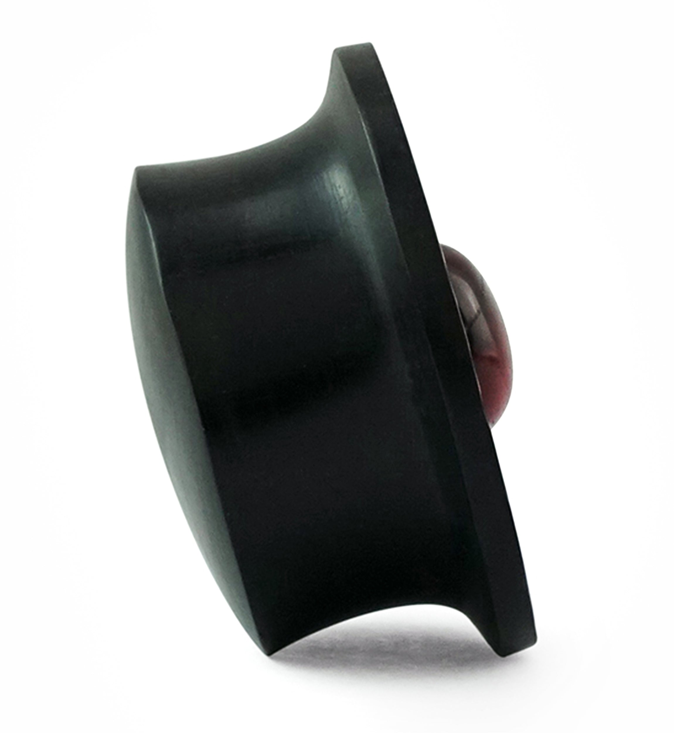 Hammered Red Tiger Eye Stone Areng Wood Mayan Flare Plugs