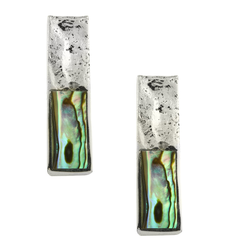 Hammered Tower Half Abalone White Brass Ear Weights