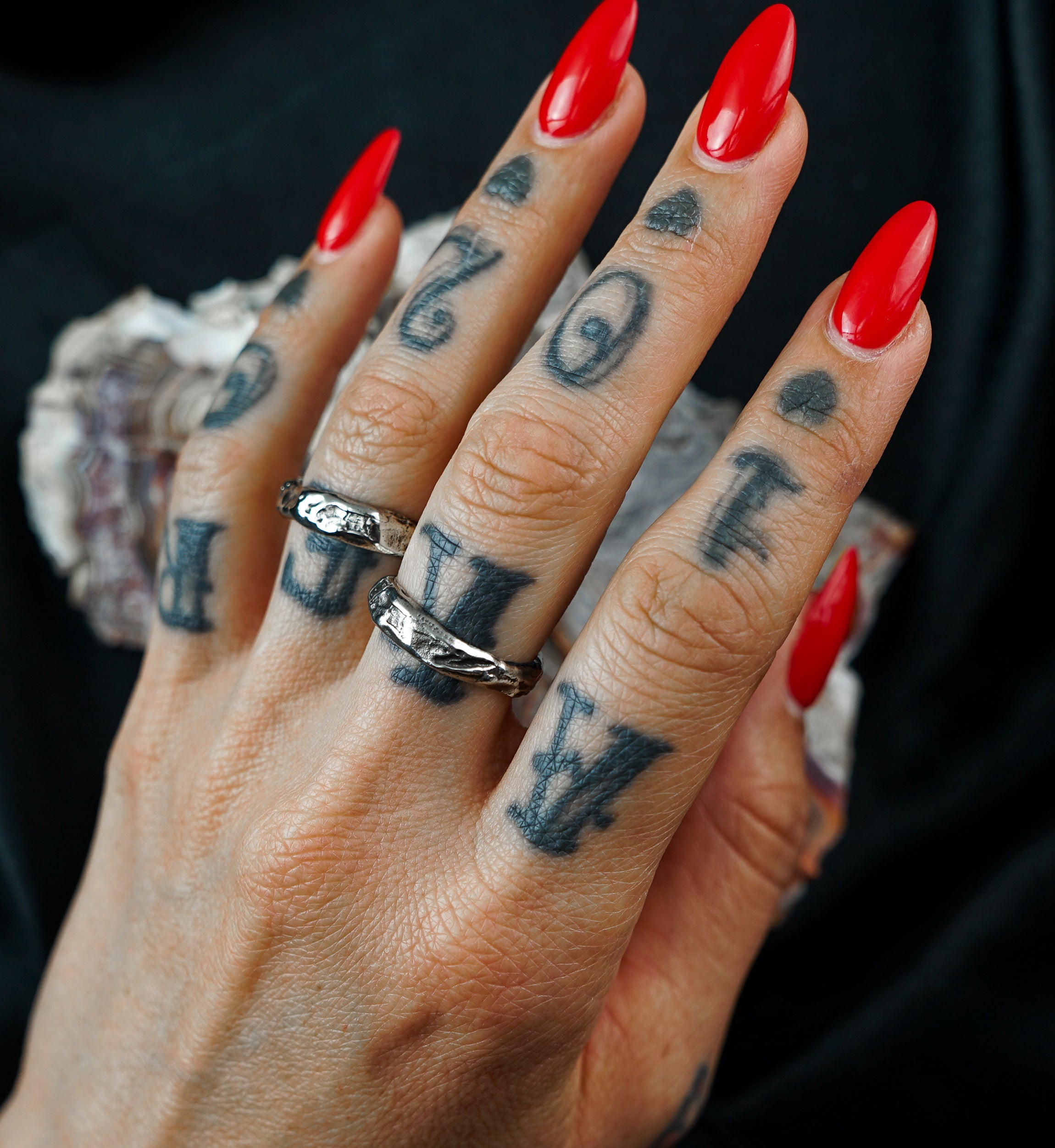 Hammered White Brass Ring