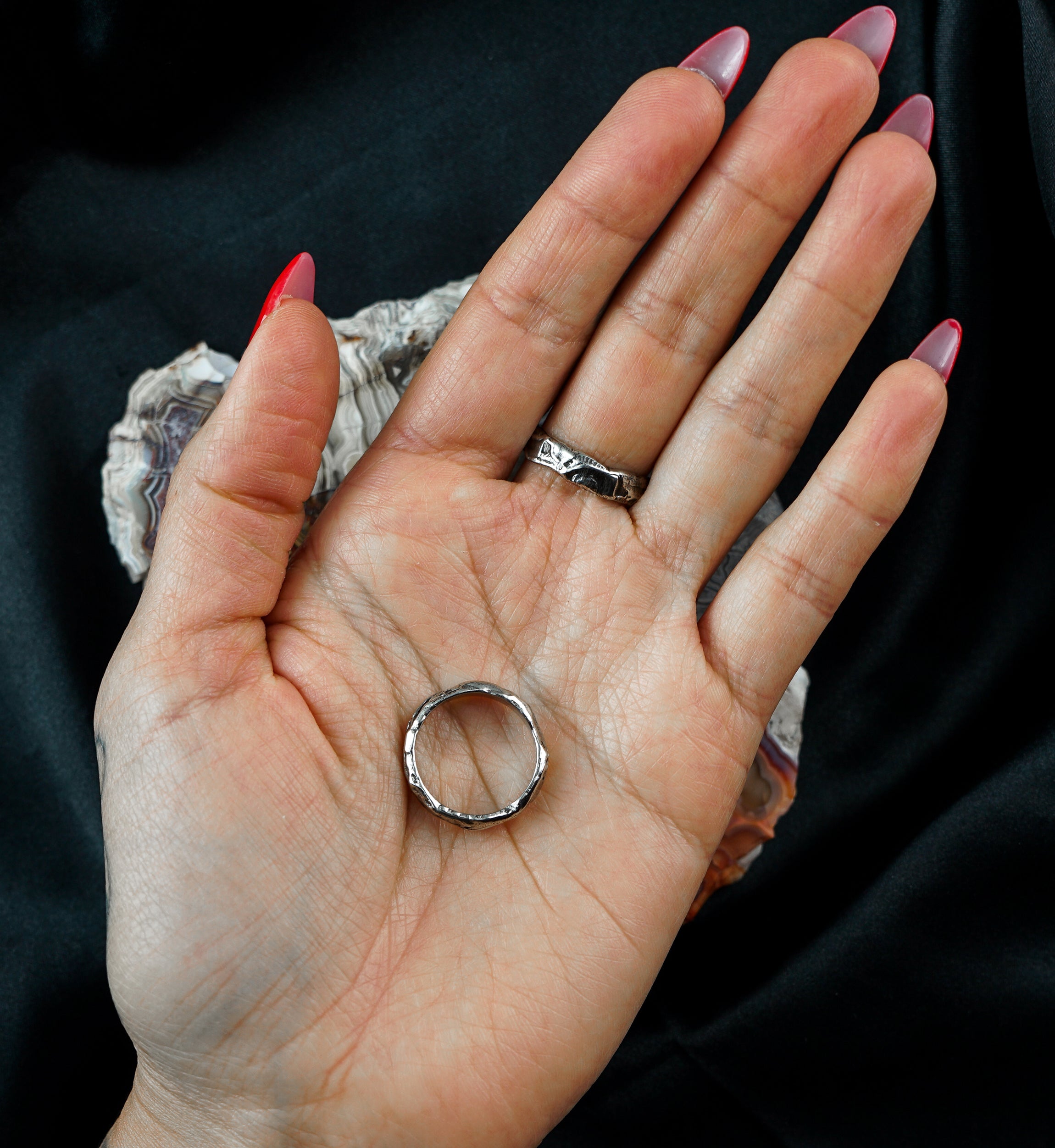 Hammered White Brass Ring