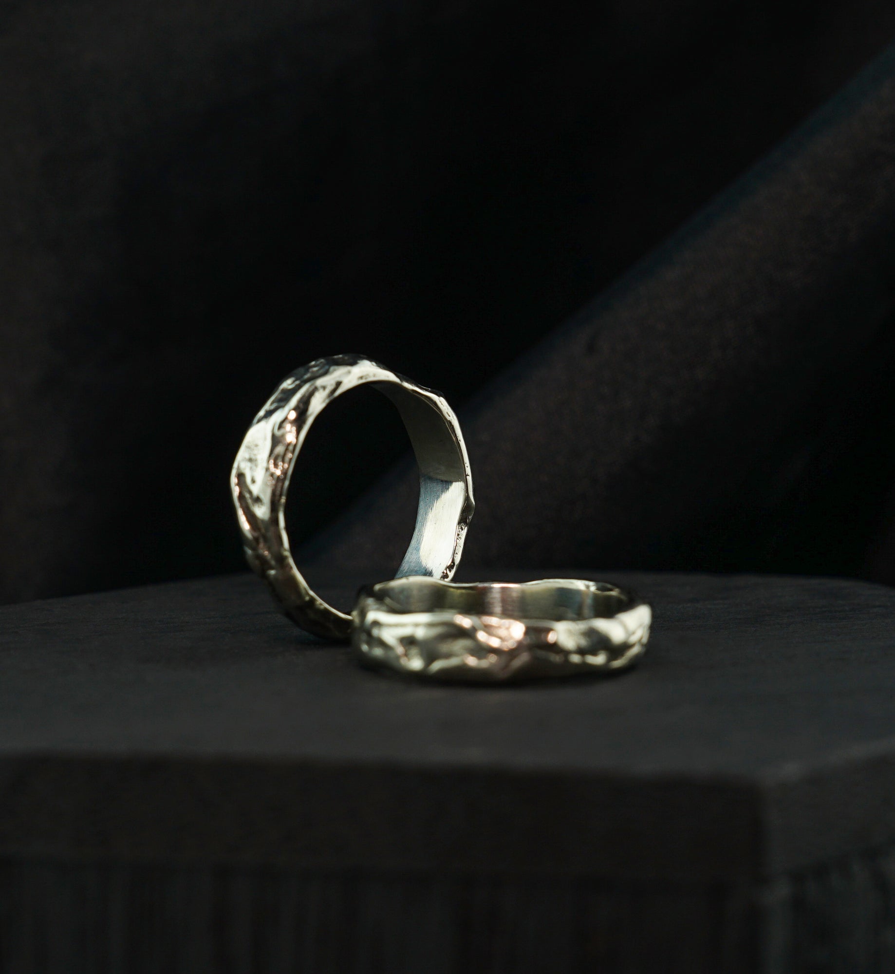 Hammered White Brass Ring