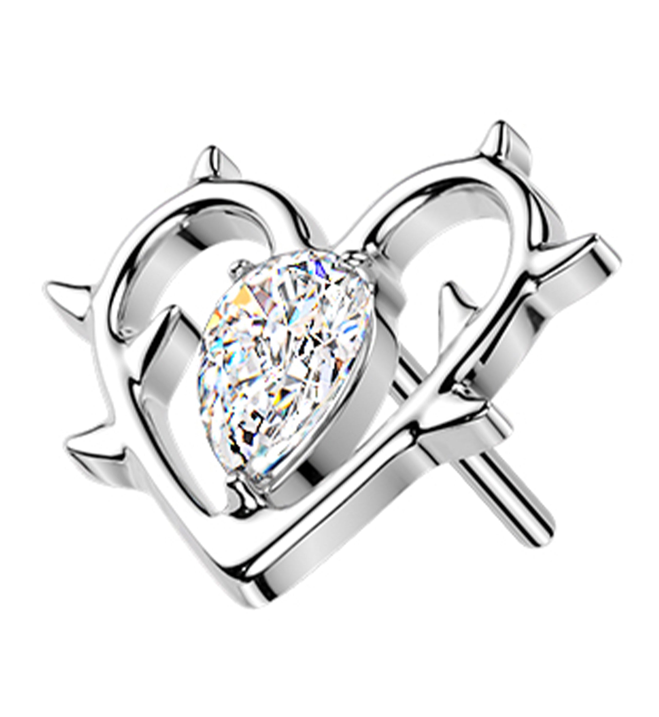 Heart Of Thorns Clear CZ Titanium Threadless Top