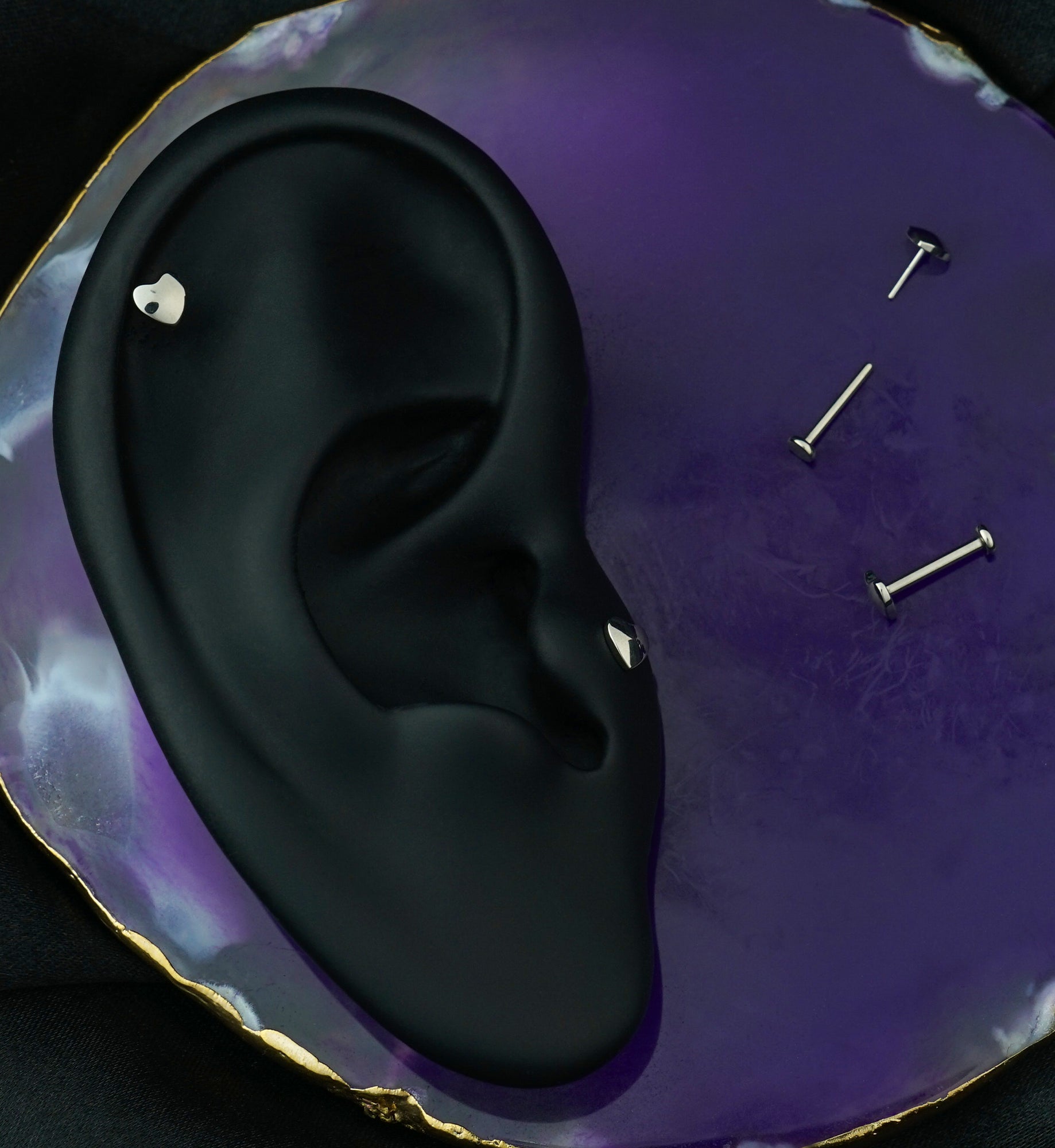 Heart Puff Threadless Titanium Labret