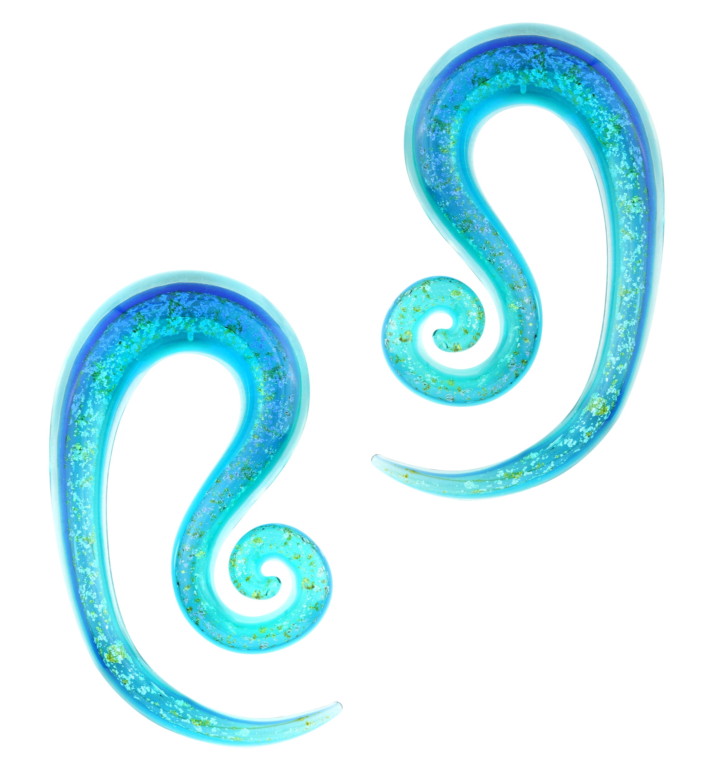 Helical Blue Dichroic Glass Spirals