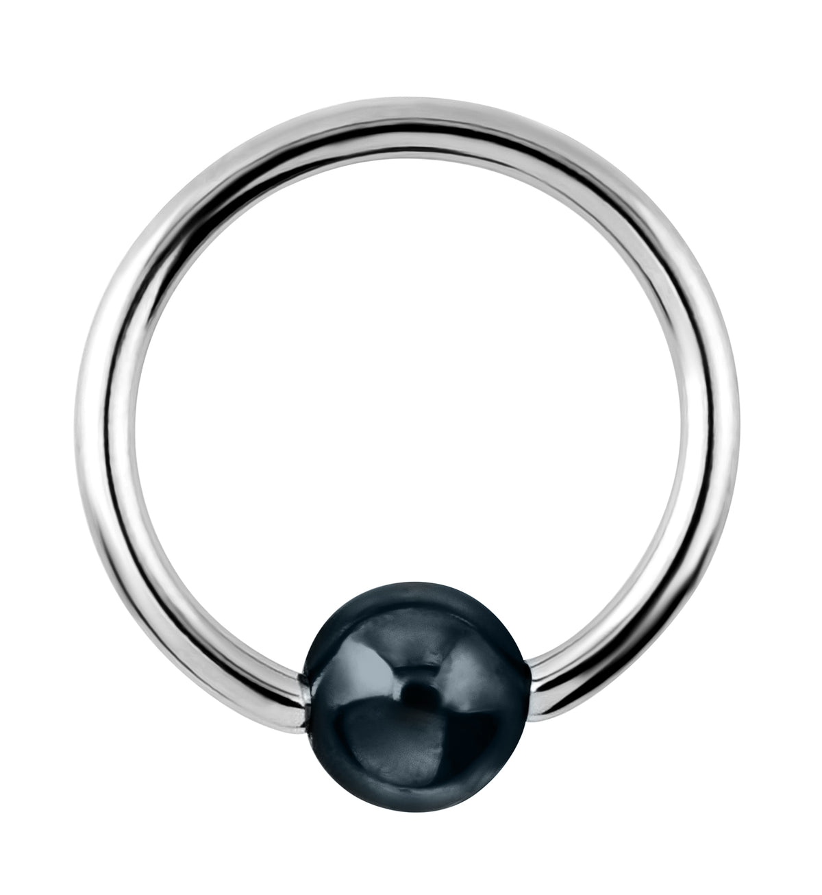 Stainless Steel Captive Ring with Hematite Bead