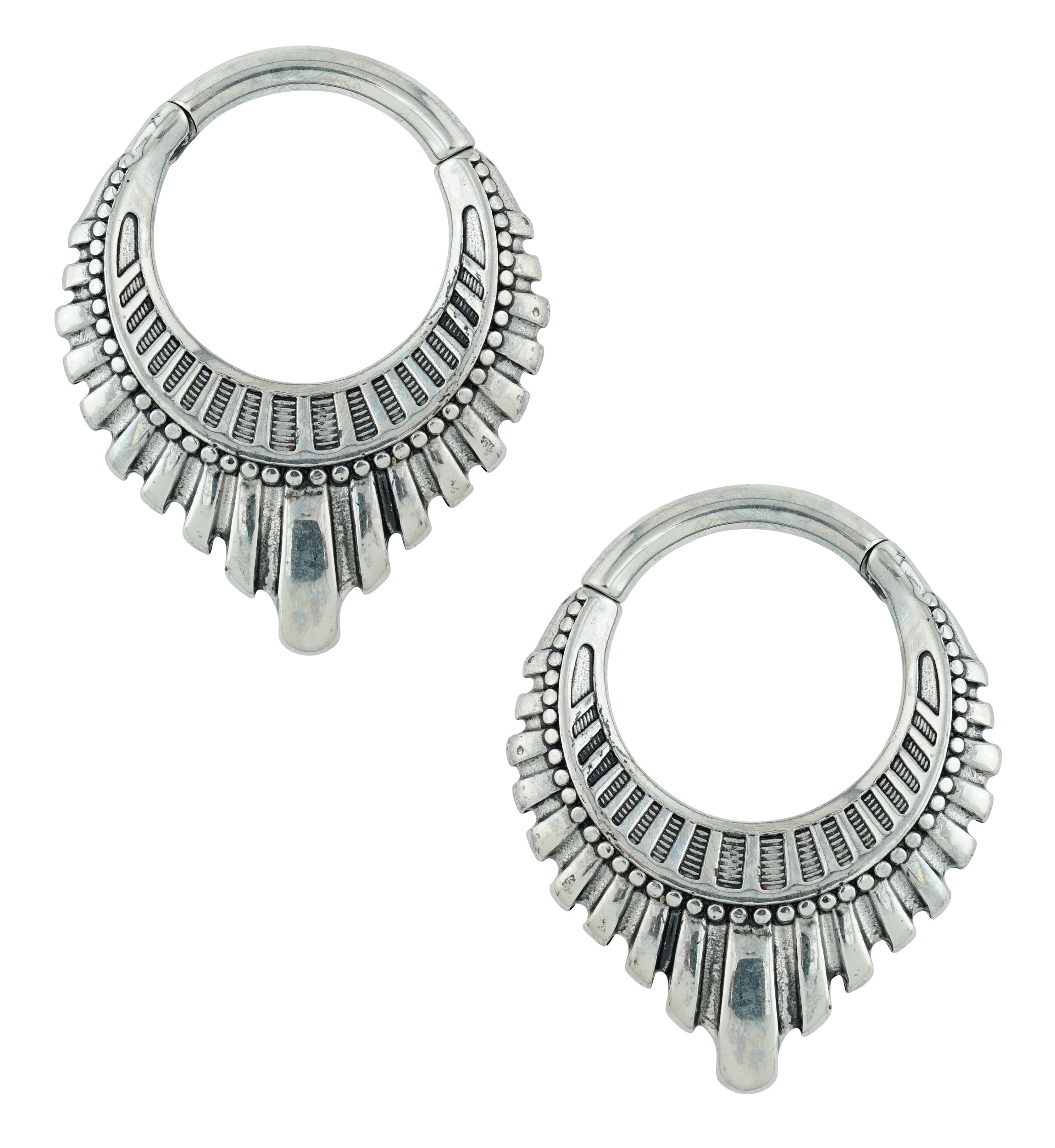 Heraldry Pointed Stainless Steel Hinged Ear Weights