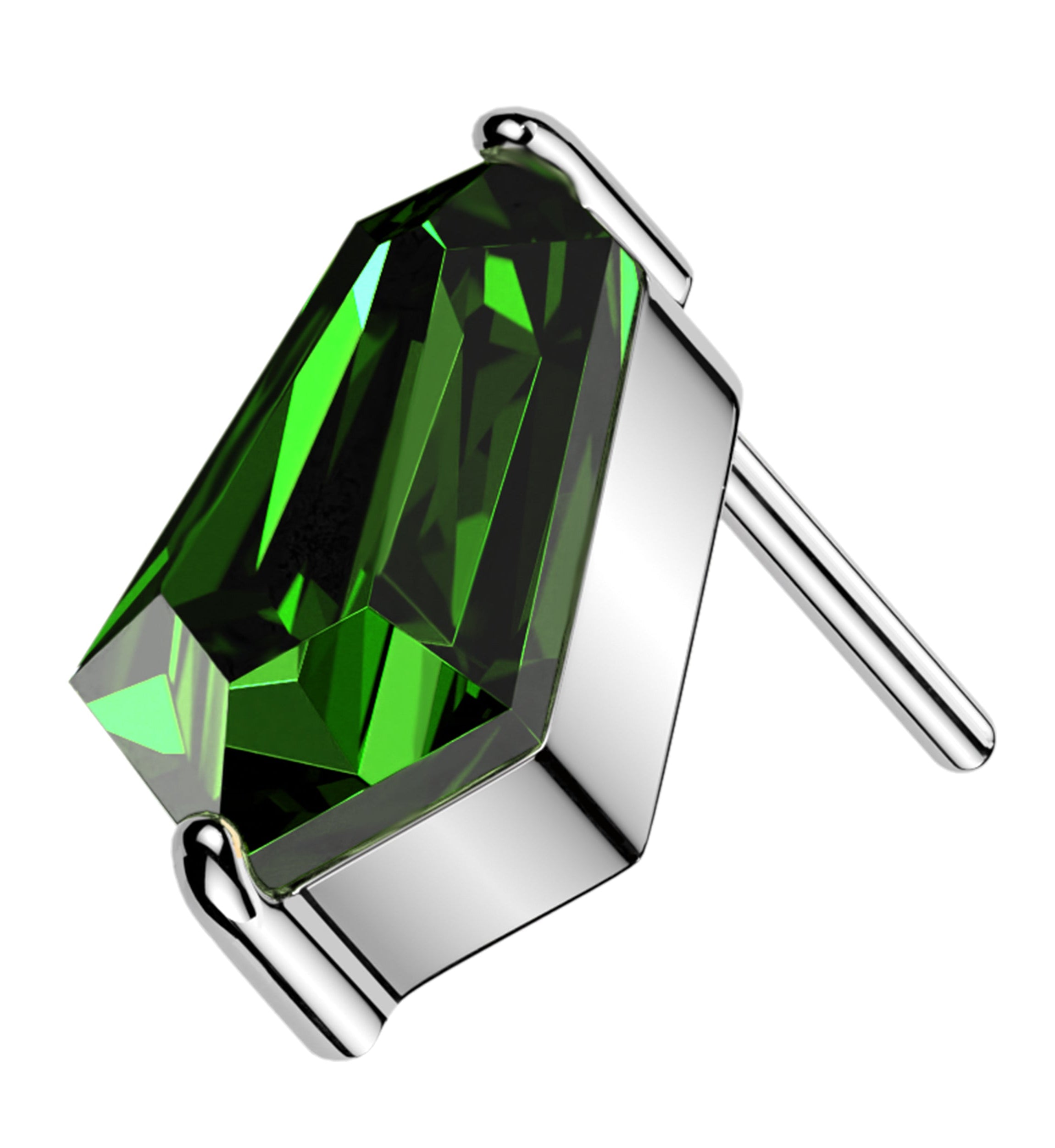 Hexagonal Emerald CZ Titanium Threadless Top