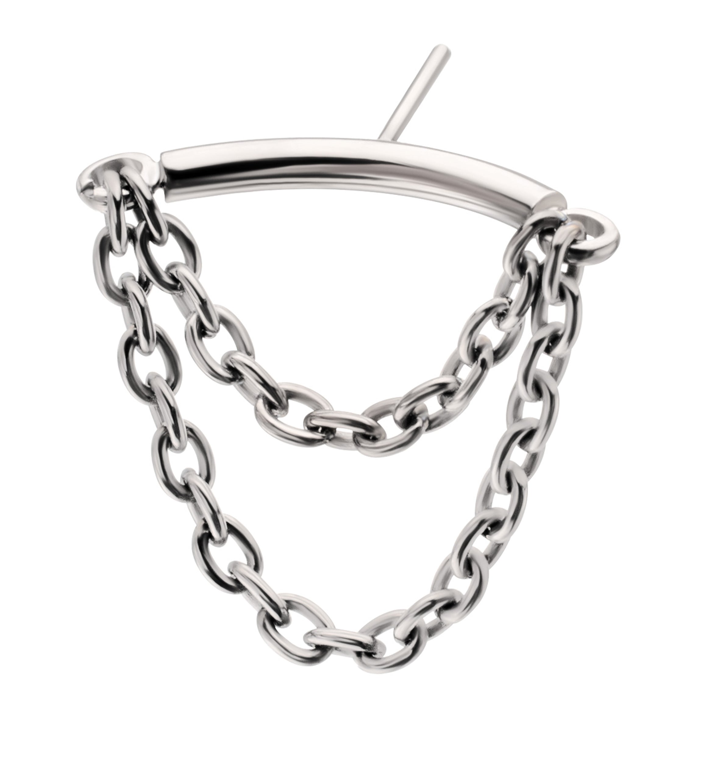 Hidden Curved Bar Double Dangle Chain Titanium Threadless Top
