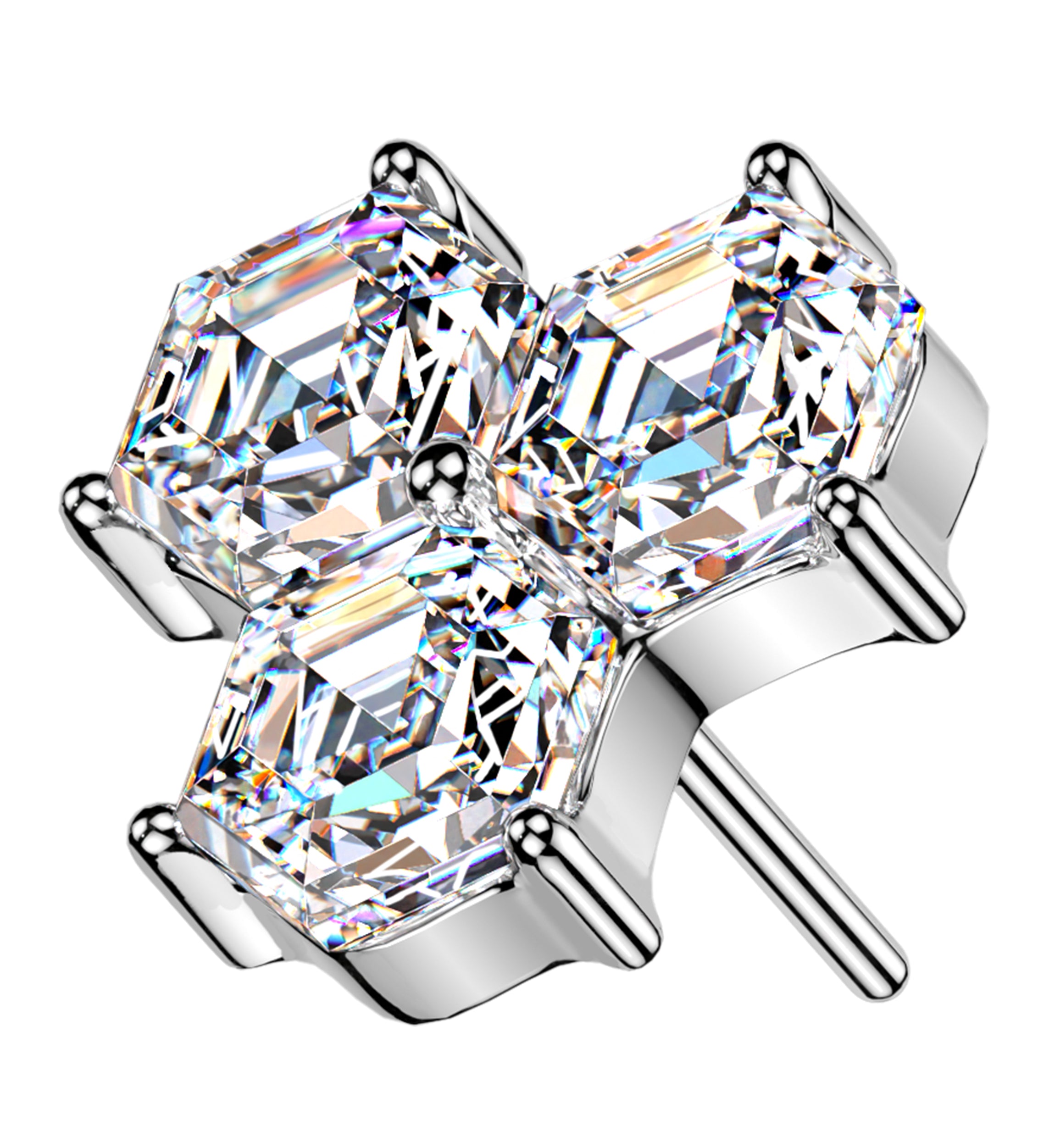 Honeycomb Clear CZ Titanium Threadless Top