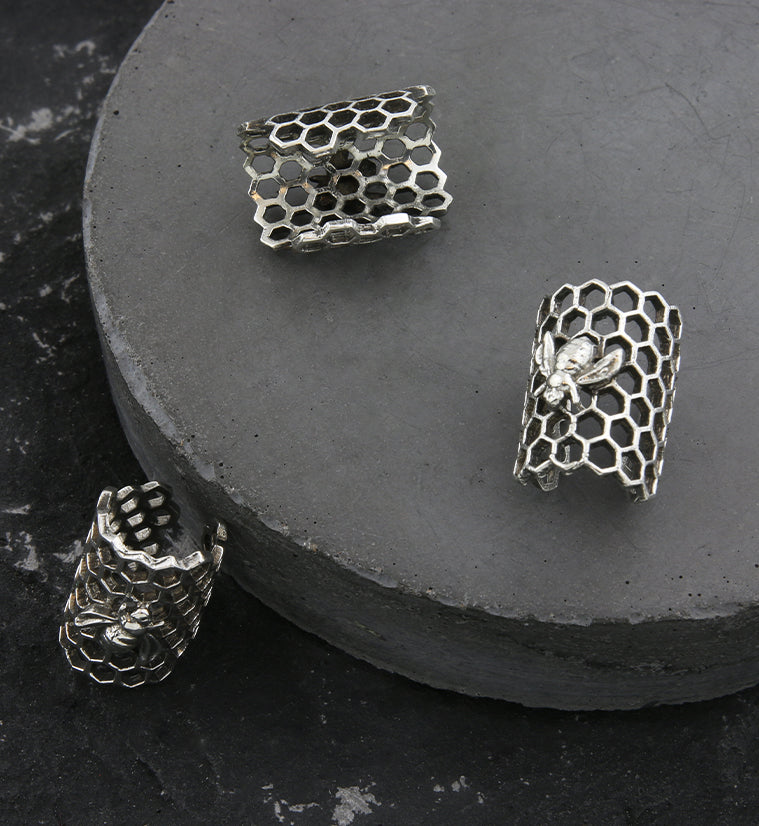 Honeycomb White Brass Dreadlock Bead