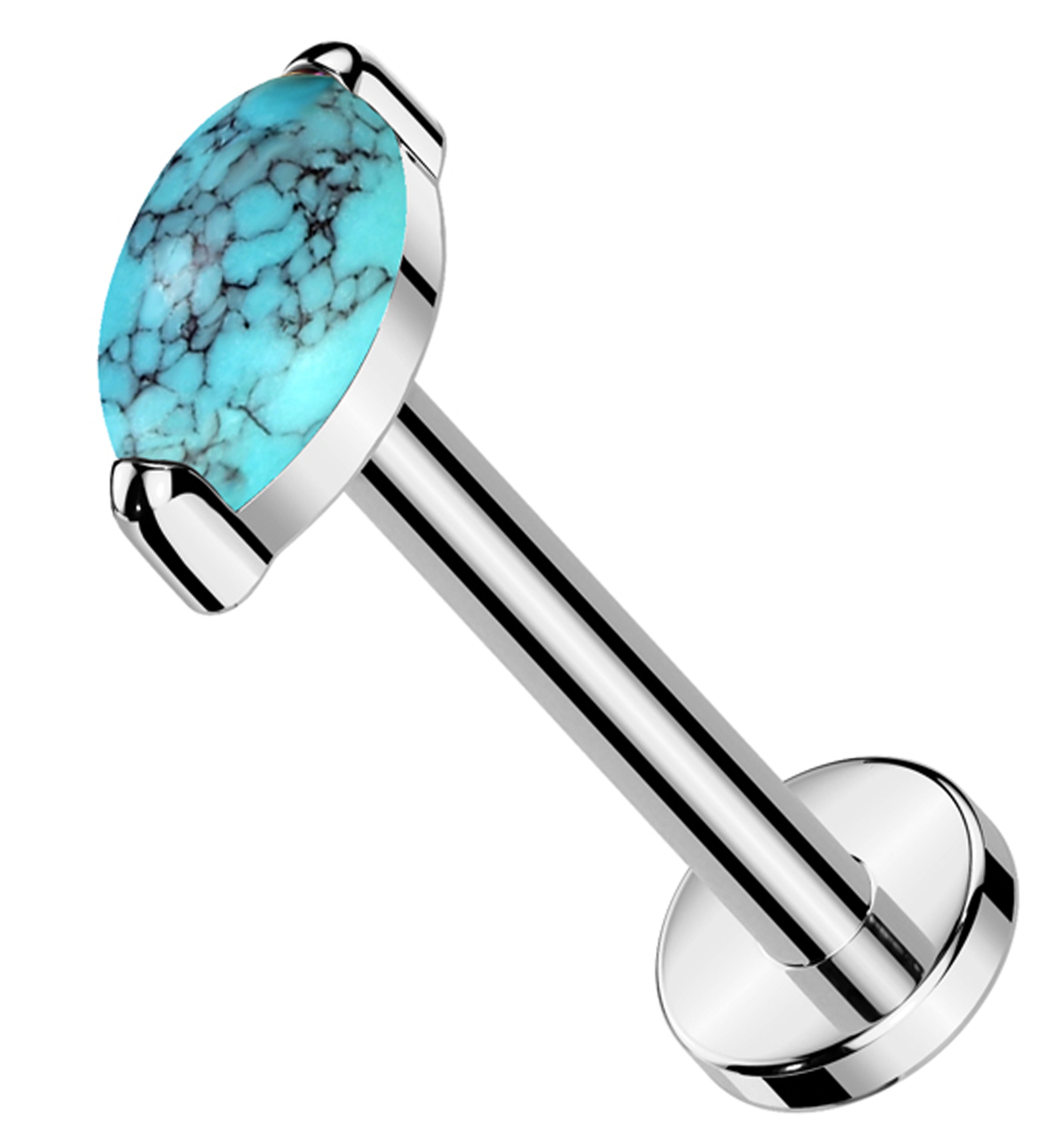 Howlite Turquoise Marquise Titanium Threadless Labret