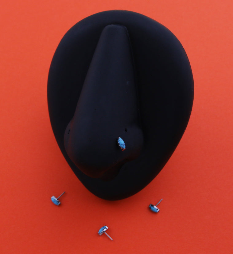 Howlite Turquoise Marquise Stone Titanium Threadless Top