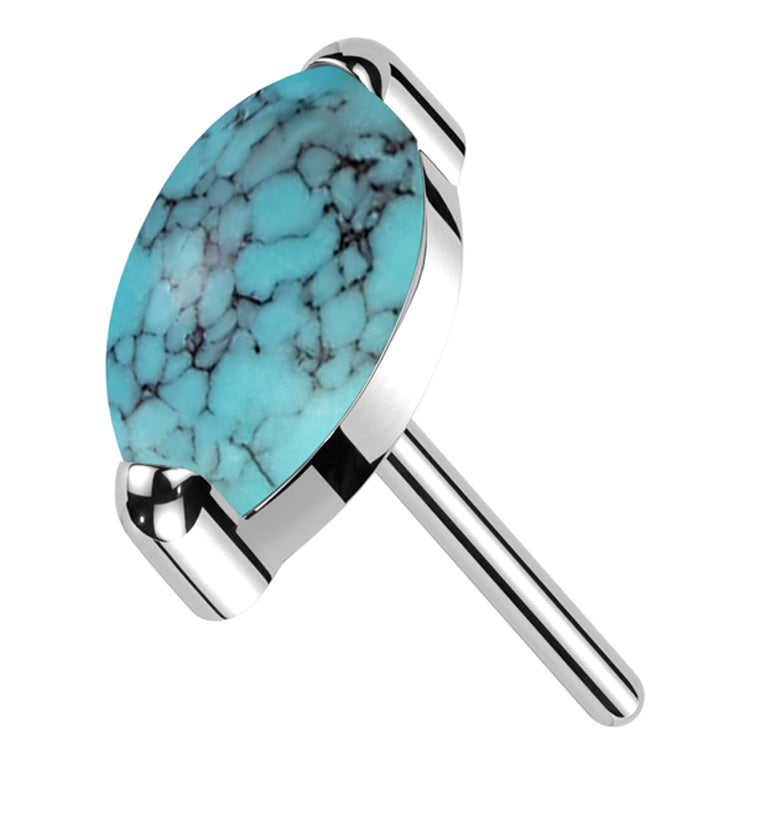 Howlite Turquoise Marquise Stone Titanium Threadless Top