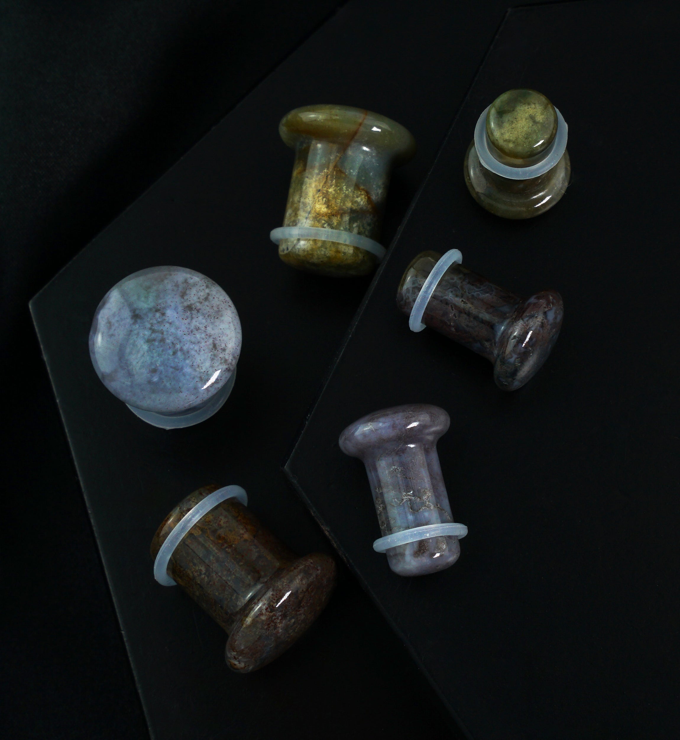Indian Agate Stone Plugs - Single Flare