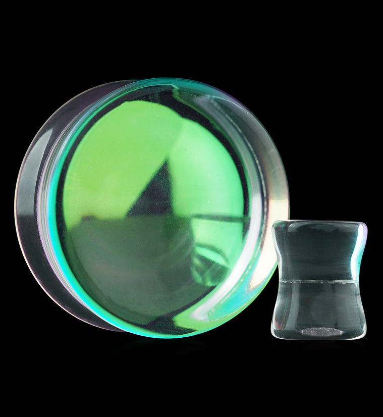 Iridescent Glass Double Flare Plugs