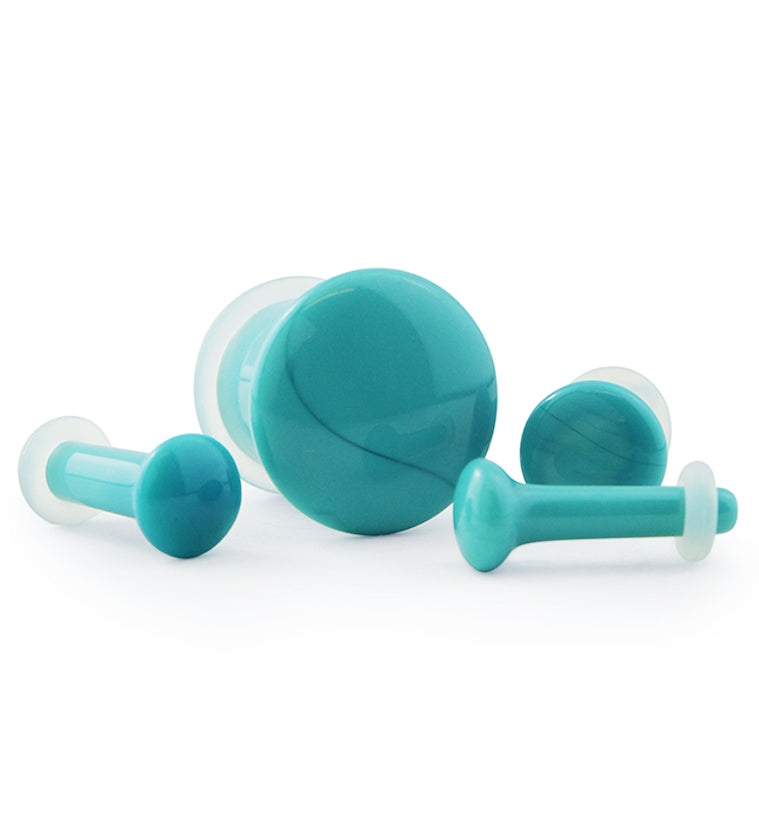 Island Blue Single Flare Glass Plugs