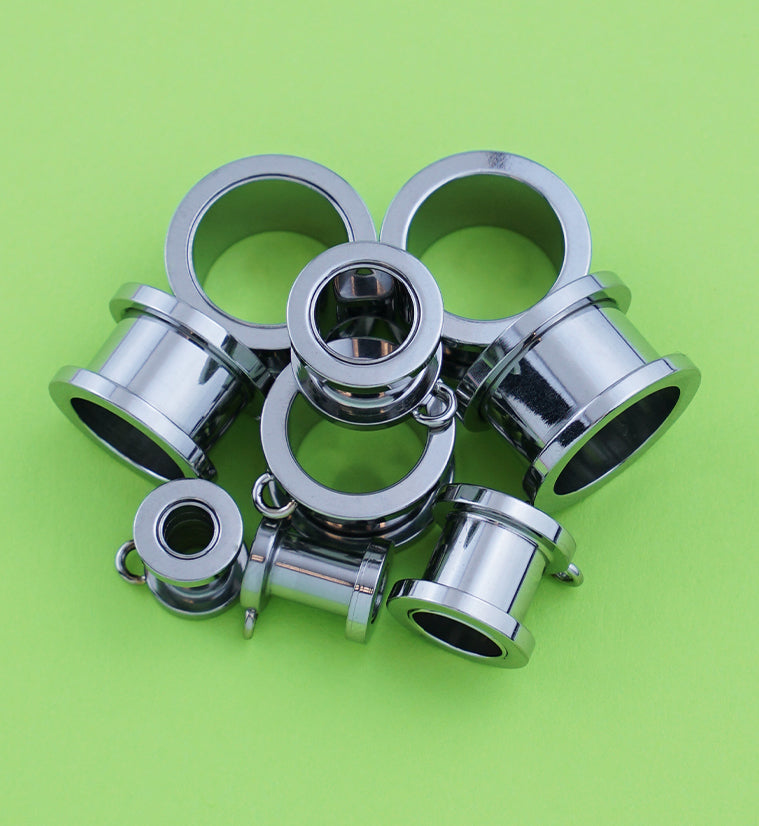 Jump Ring Stainless Steel Screw Back Tunnel Plugs