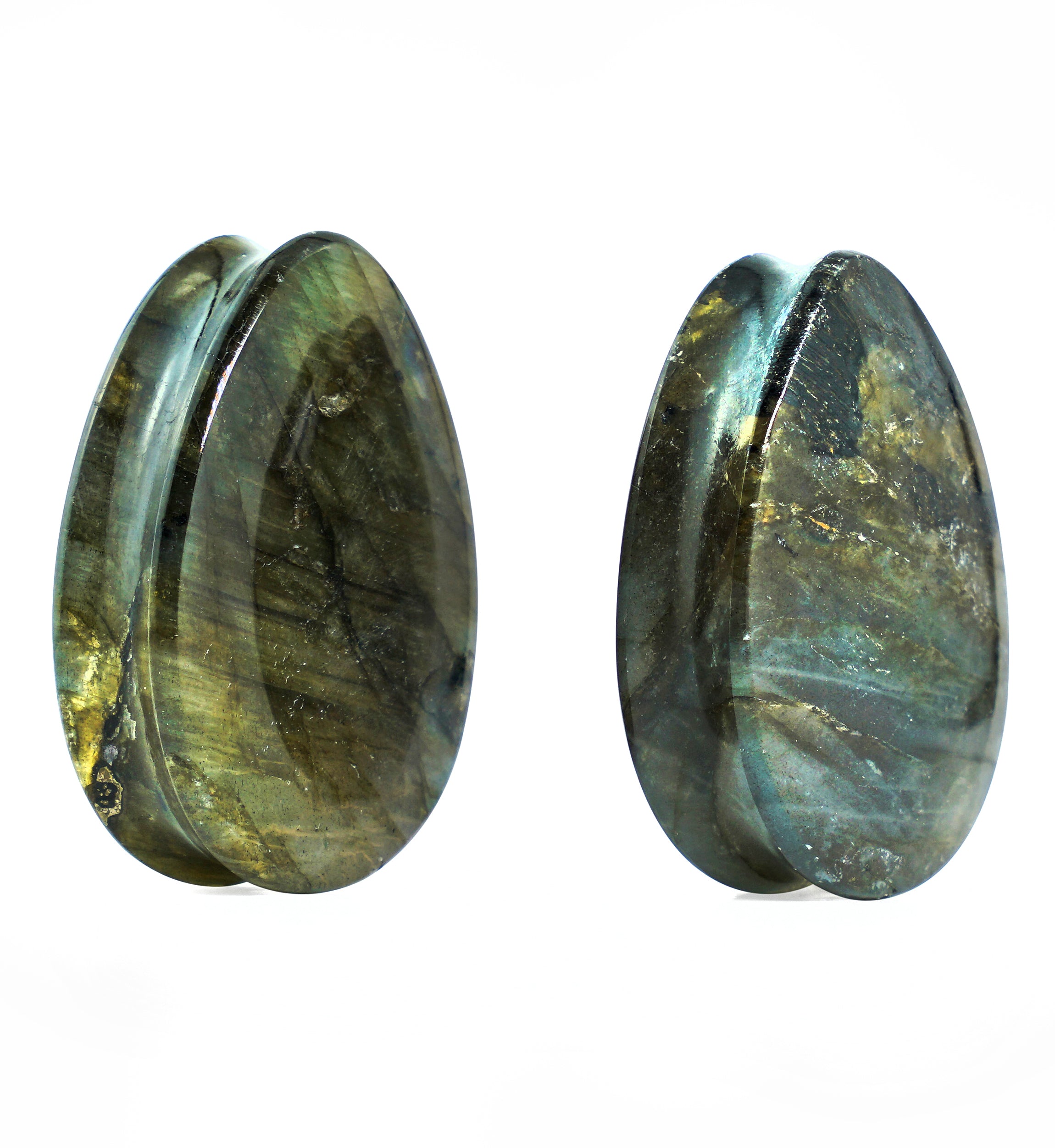Labradorite Teardrop Stone Plugs 1 & 1/4" (32mm) Version 3