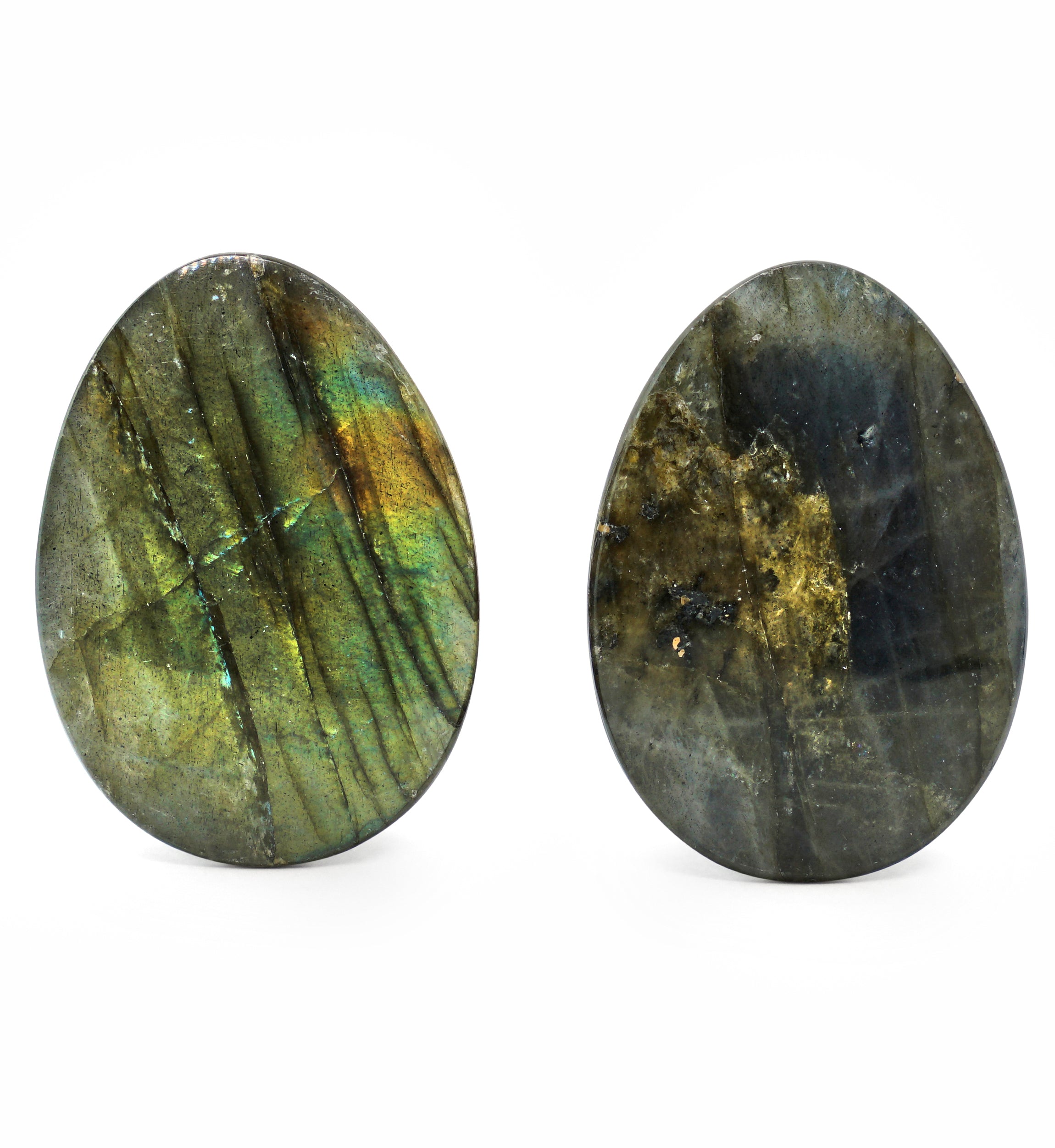 Labradorite Teardrop Stone Plugs 1 & 1/8" (28mm) Version 1