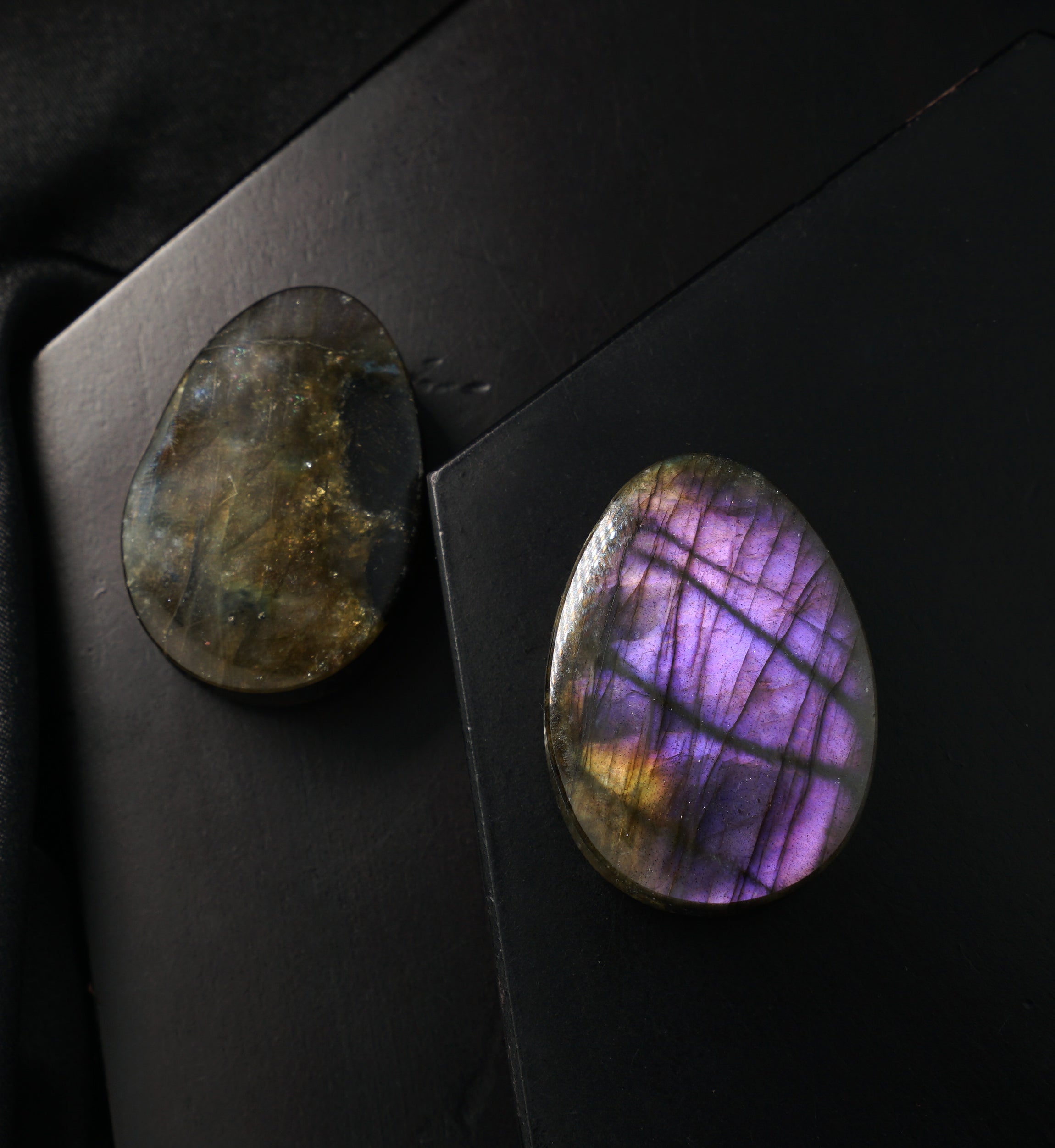 Labradorite Teardrop Stone Plugs 1 & 1/8" (28mm) Version 2