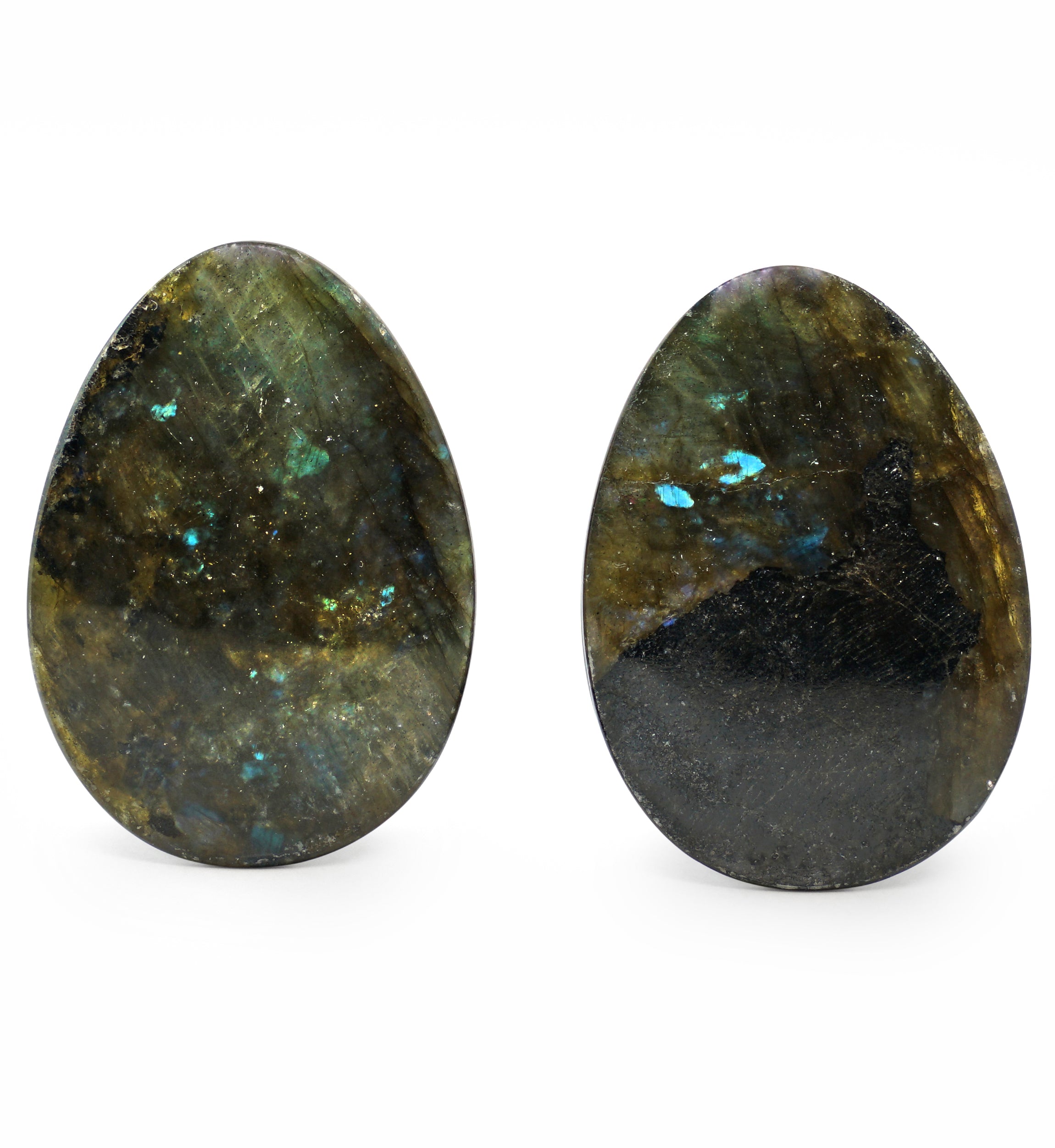 Labradorite Teardrop Stone Plugs 1 & 1/8" (28mm) Version 2