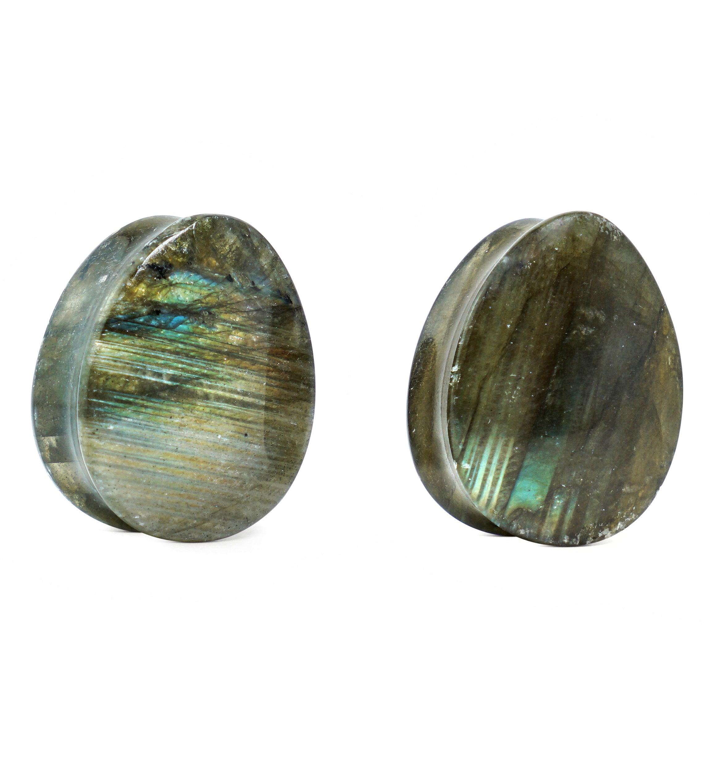 Labradorite Teardrop Stone Plugs 3/4" (19mm) Version 3
