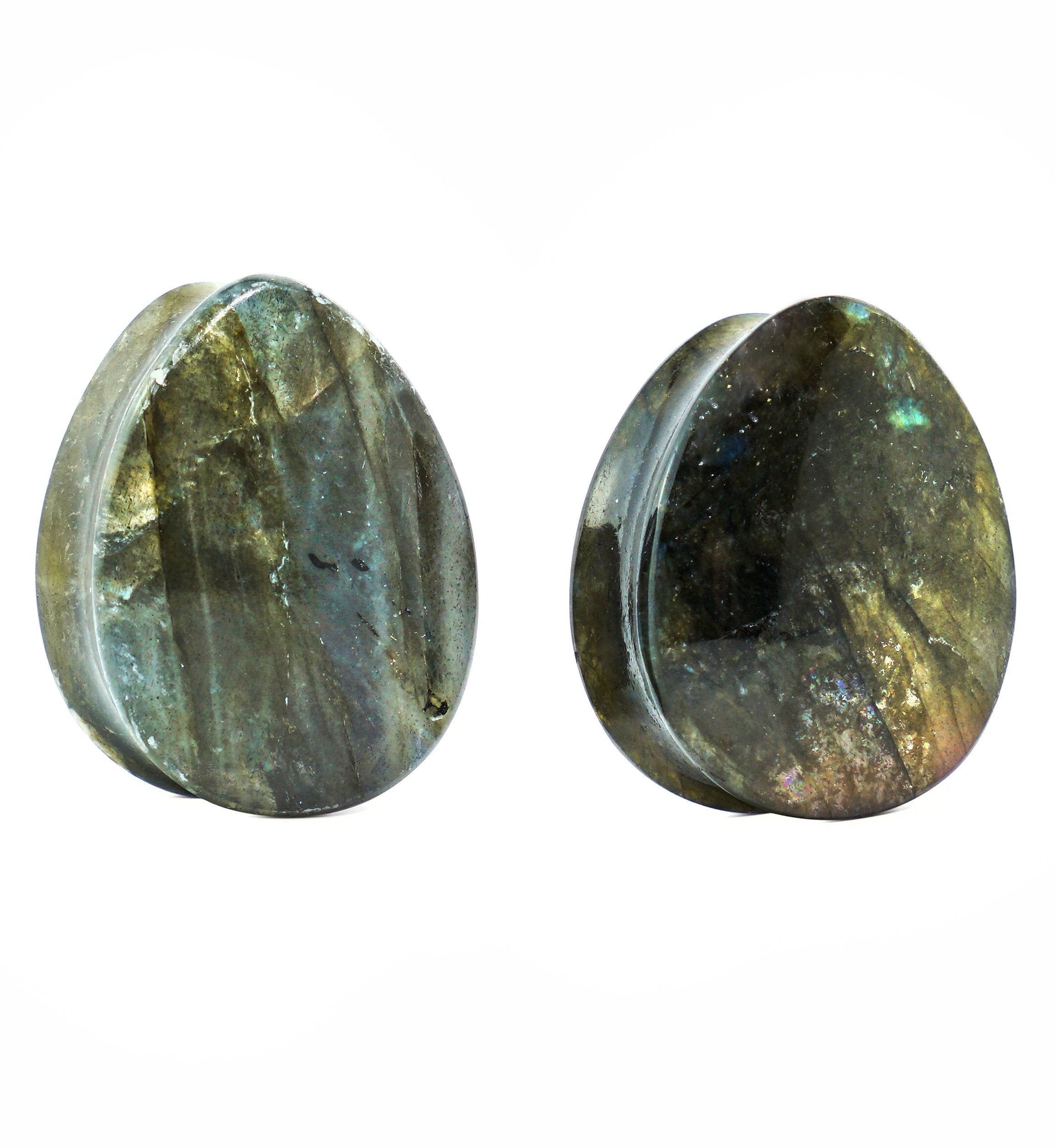 Labradorite Teardrop Stone Plugs 3/4" (19mm) Version 5