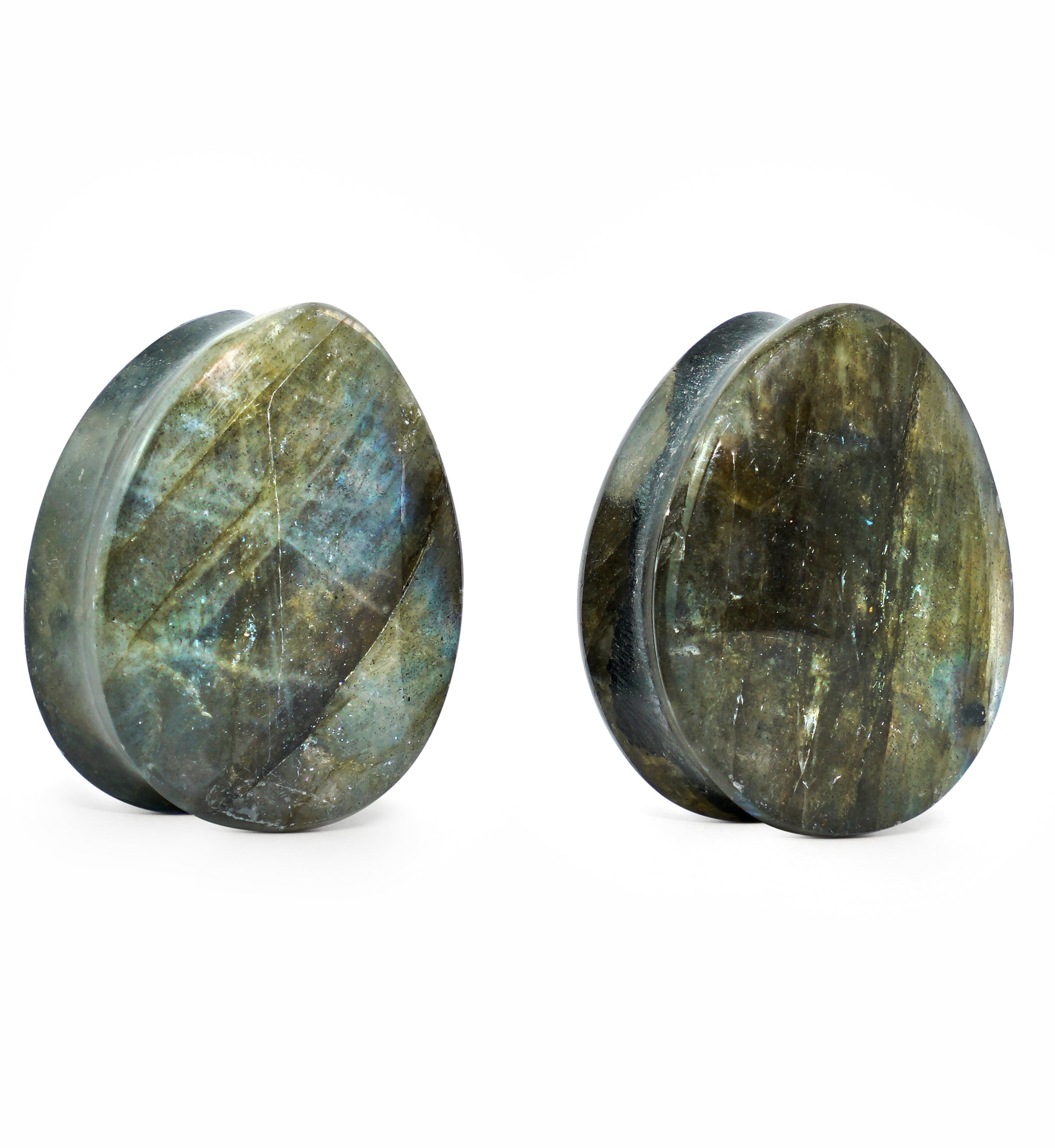 Labradorite Teardrop Stone Plugs 3/4" (19mm) Version 7