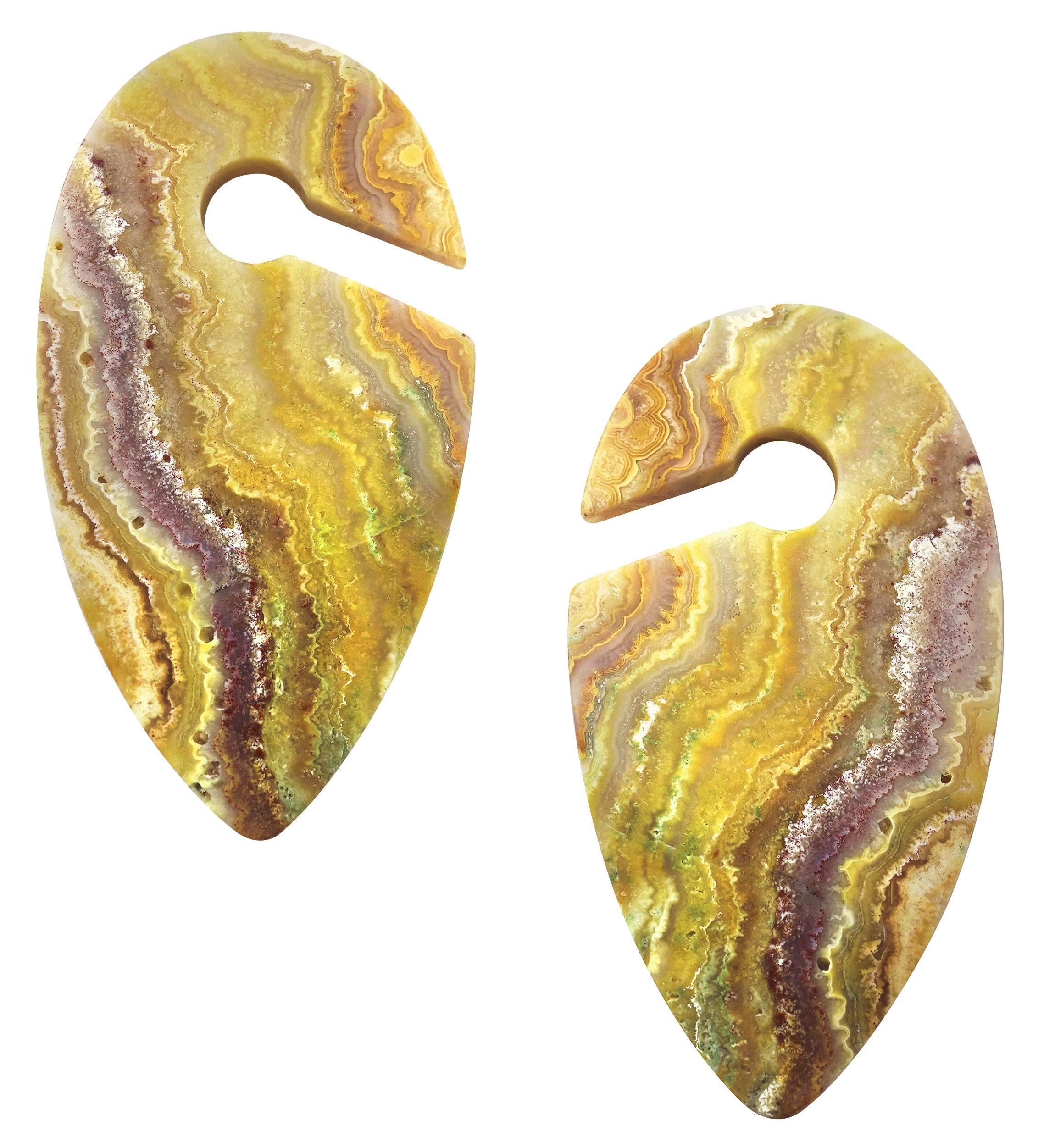 Lace Agate Stone Keyhole Ear Weights