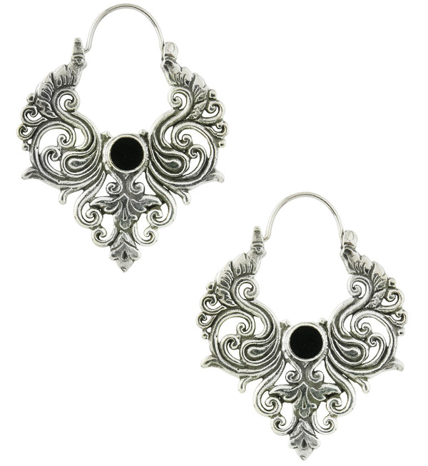 Lacey Onyx White Brass Earrings