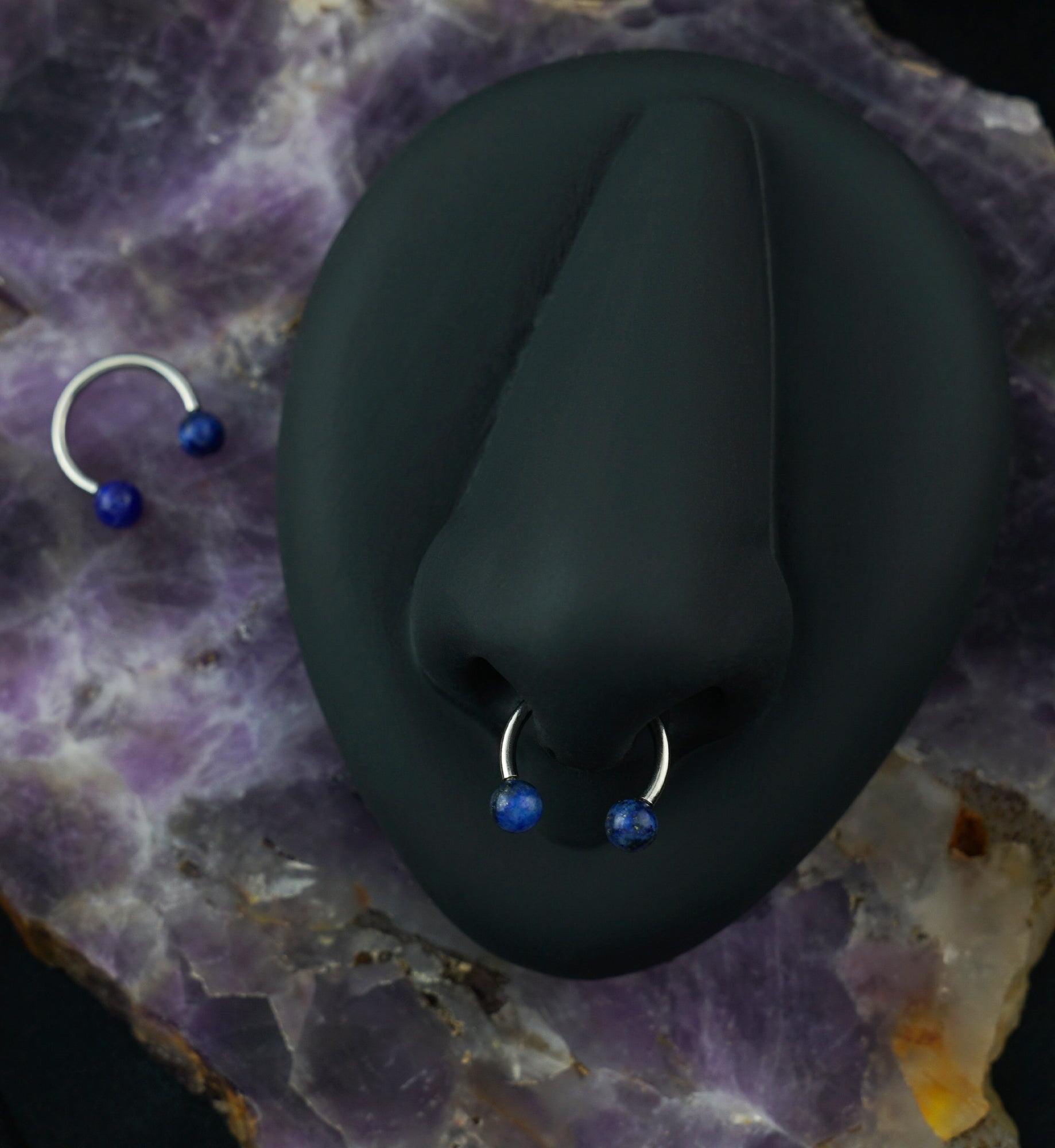 Lapis Lazuli Stone Circular Barbell