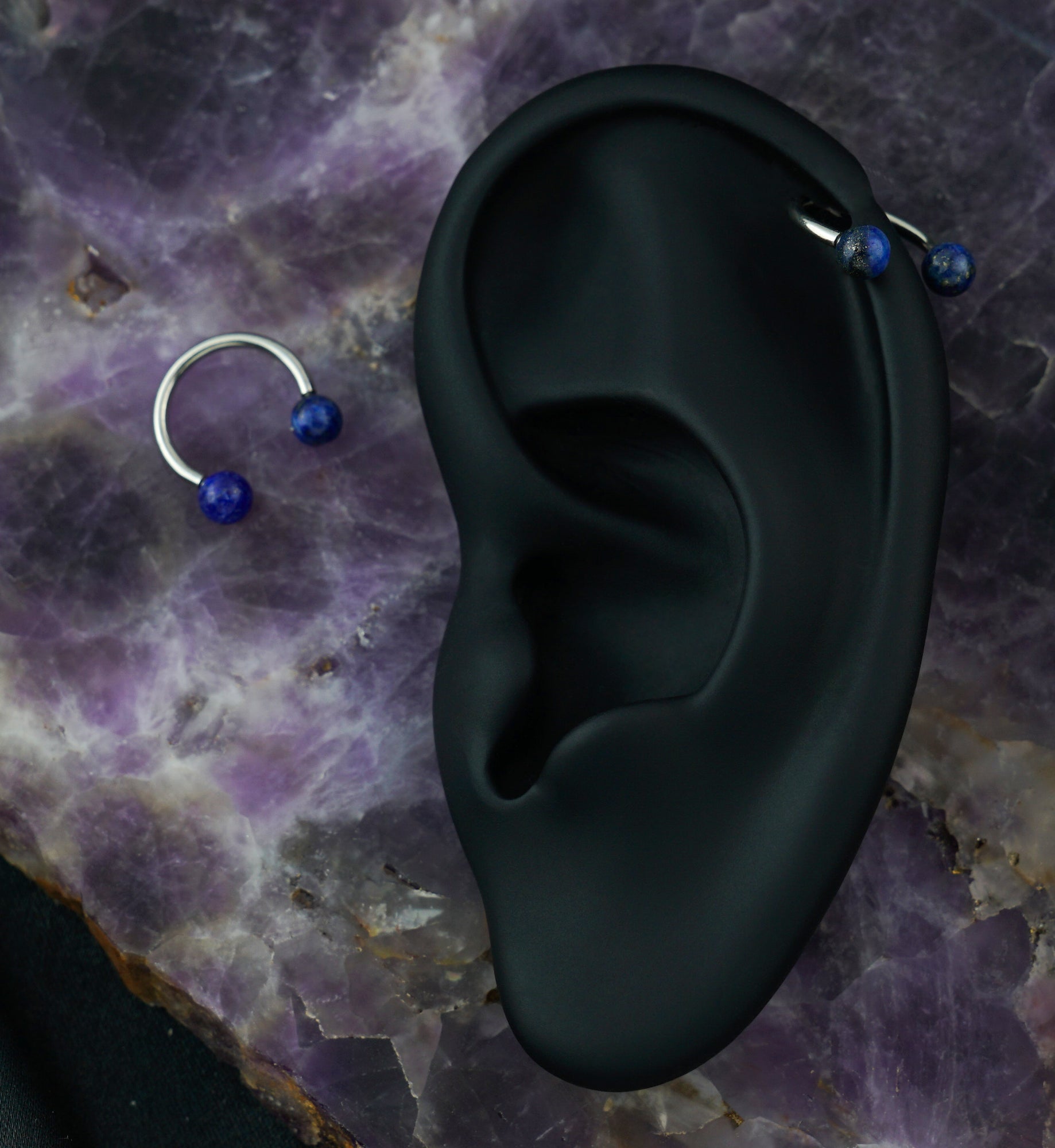 Lapis Lazuli Stone Circular Barbell