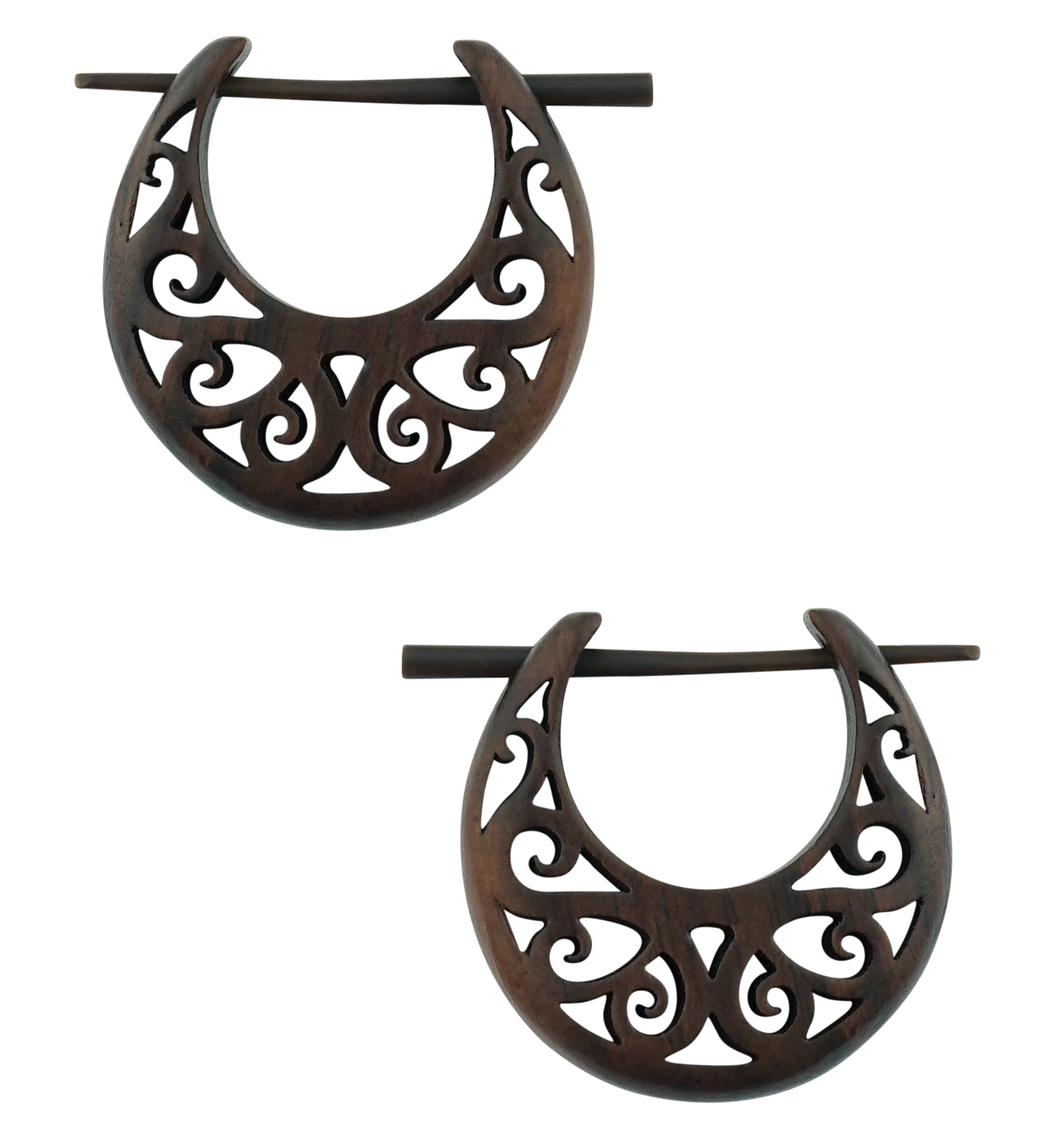 Lattice Hoop Narra Wood Earrings