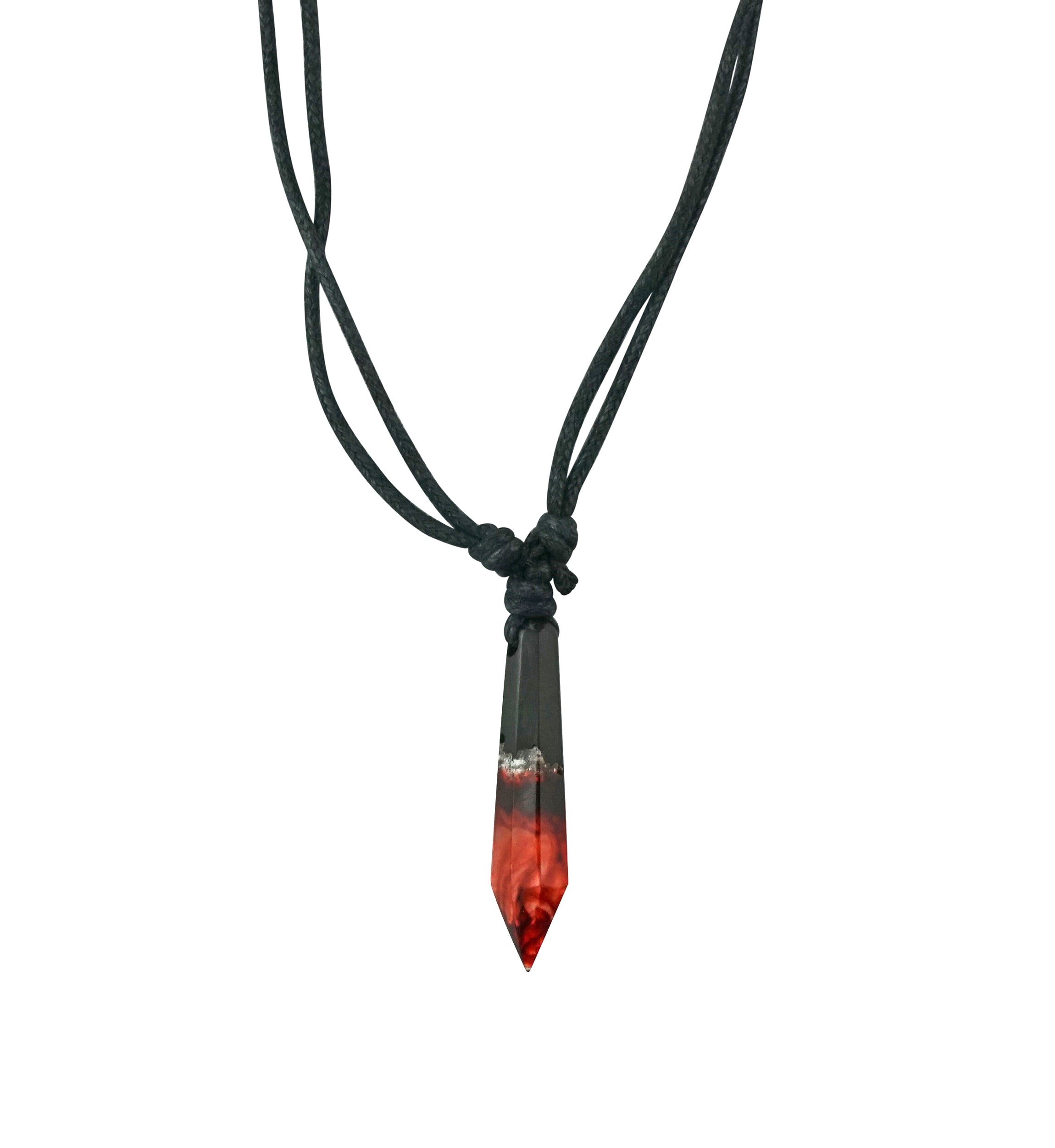 Lava Crystal Epoxy Areng Wood Pendant Necklace
