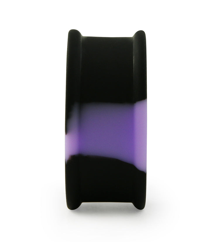 Lavender And Black Double Flare Silicone Plugs